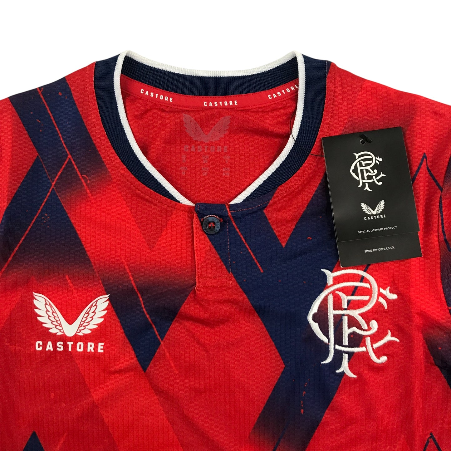 Castore Rangers FC Womens Football Short Sleeved Shirt Red Blue