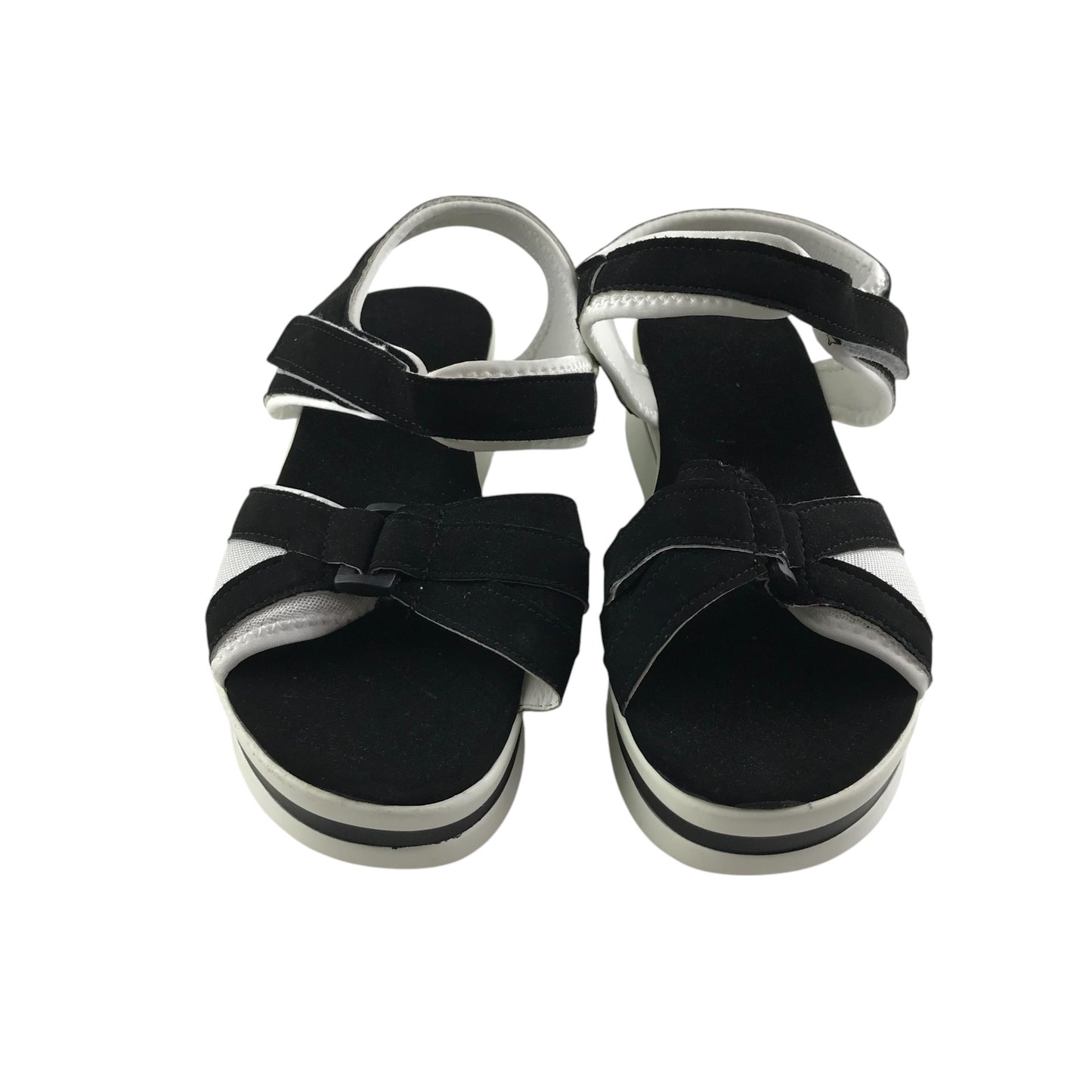Sandal shoe size 9 black straps and while platform sole