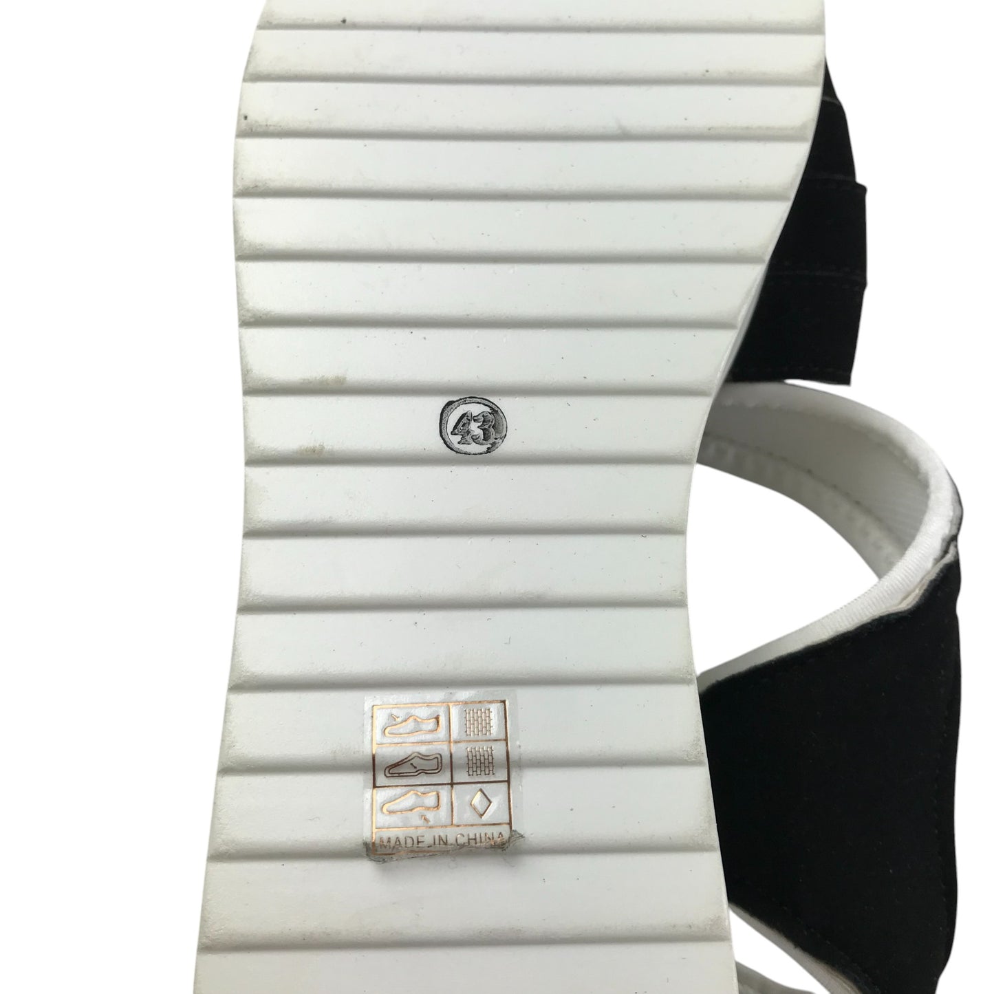 Sandal shoe size 9 black straps and while platform sole