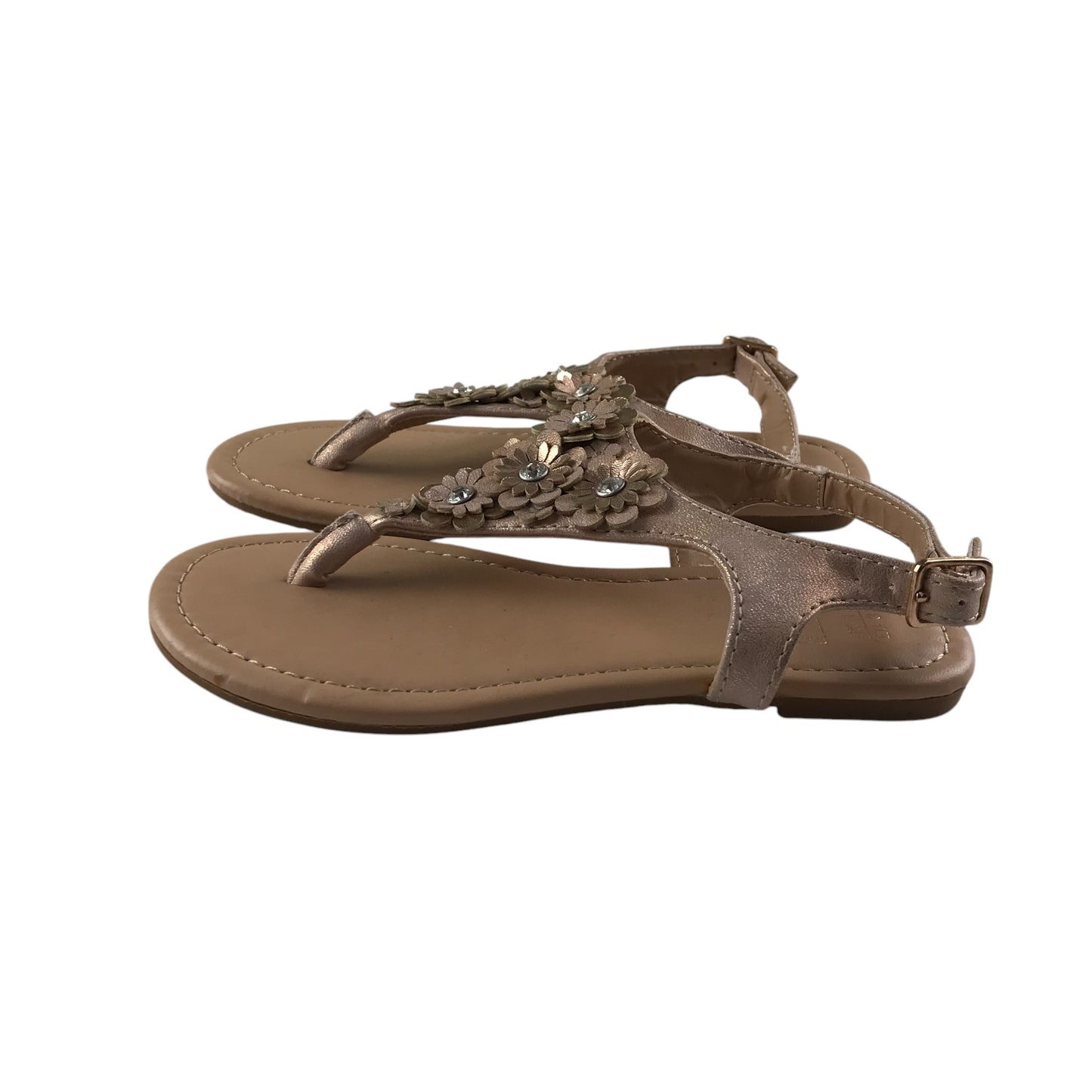 F&F Sandal shoe size 13 junior brown glittery floral design