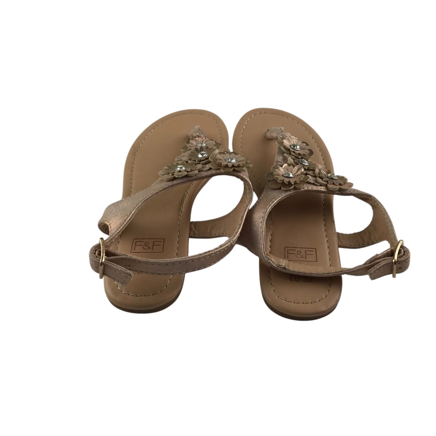F&F Sandal shoe size 13 junior brown glittery floral design