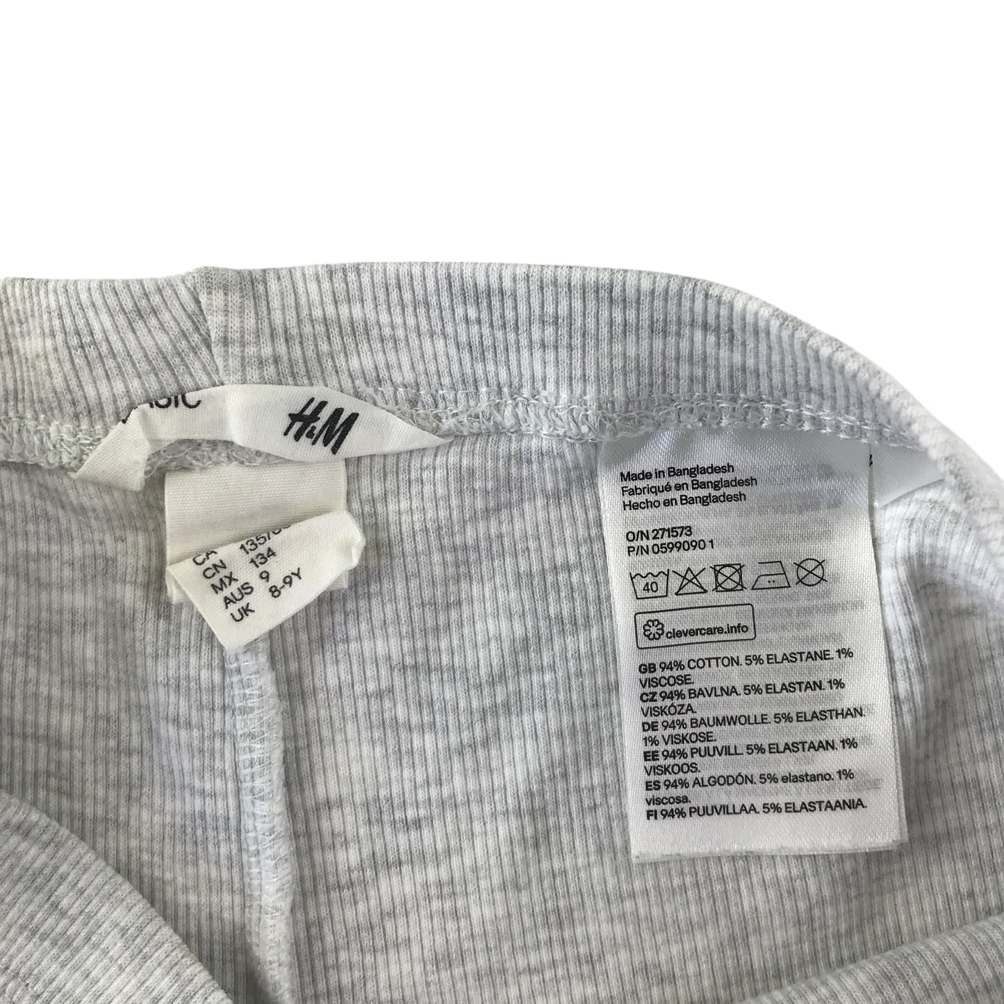 H&M leggings 8-9 years grey plain cropped