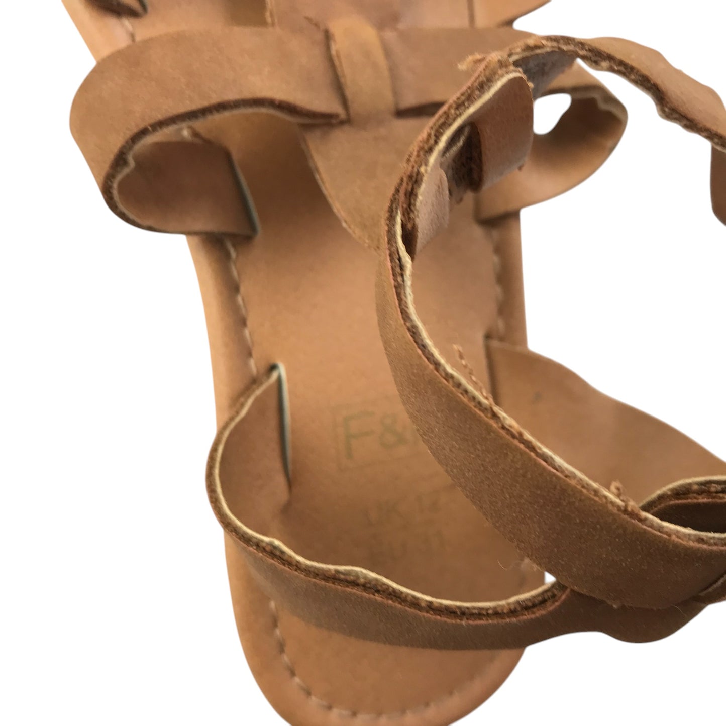 F&F Sandal shoe size 12 junior brown straps and sole