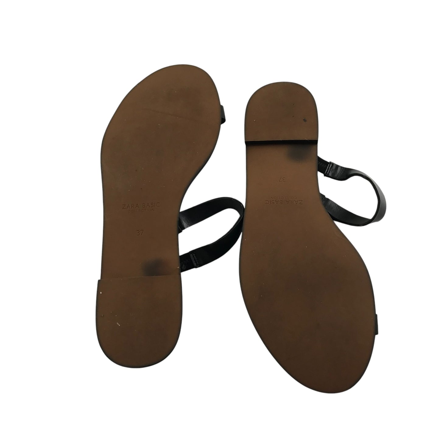 Zara Sandal shoe size 4 black straps and brown sole