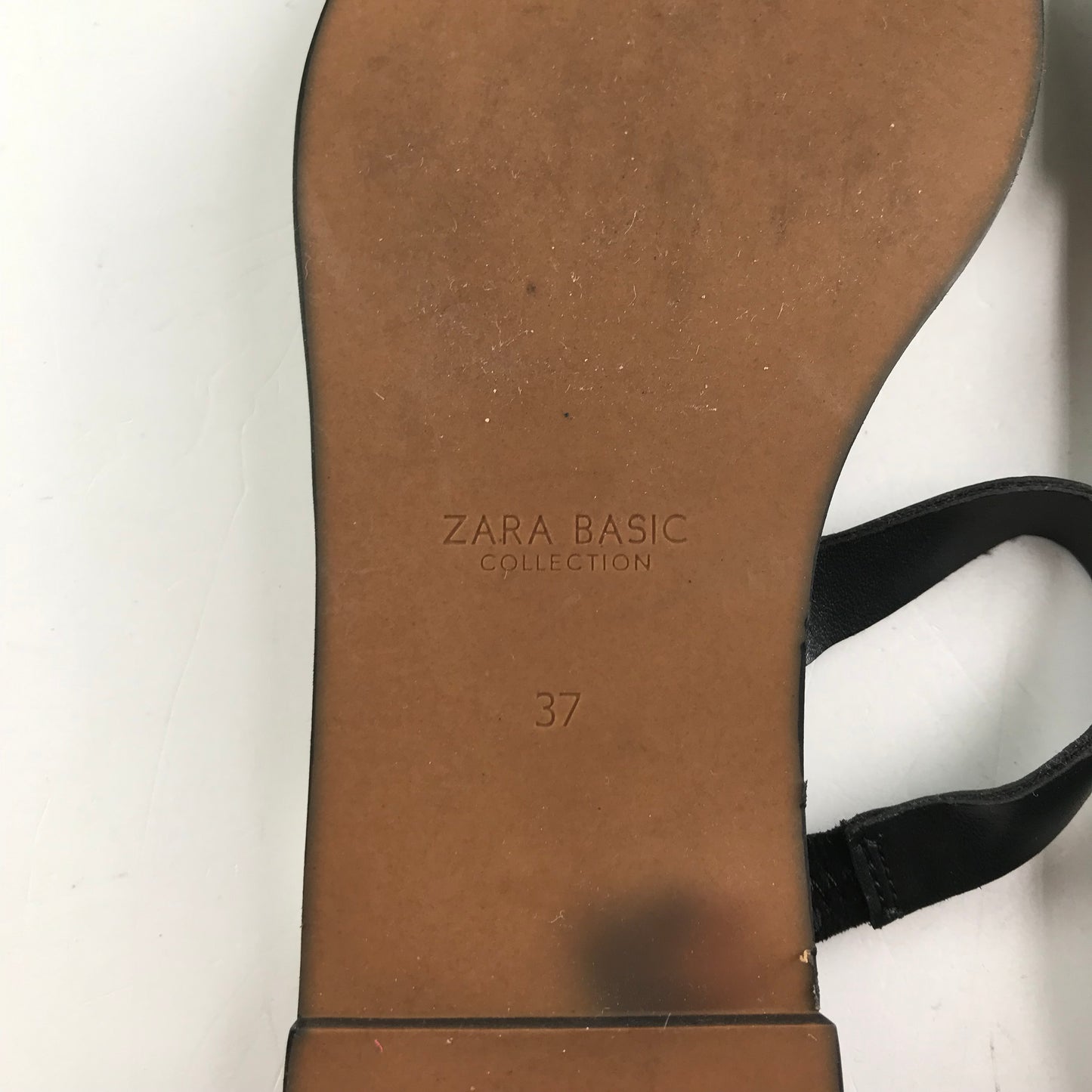 Zara Sandal shoe size 4 black straps and brown sole