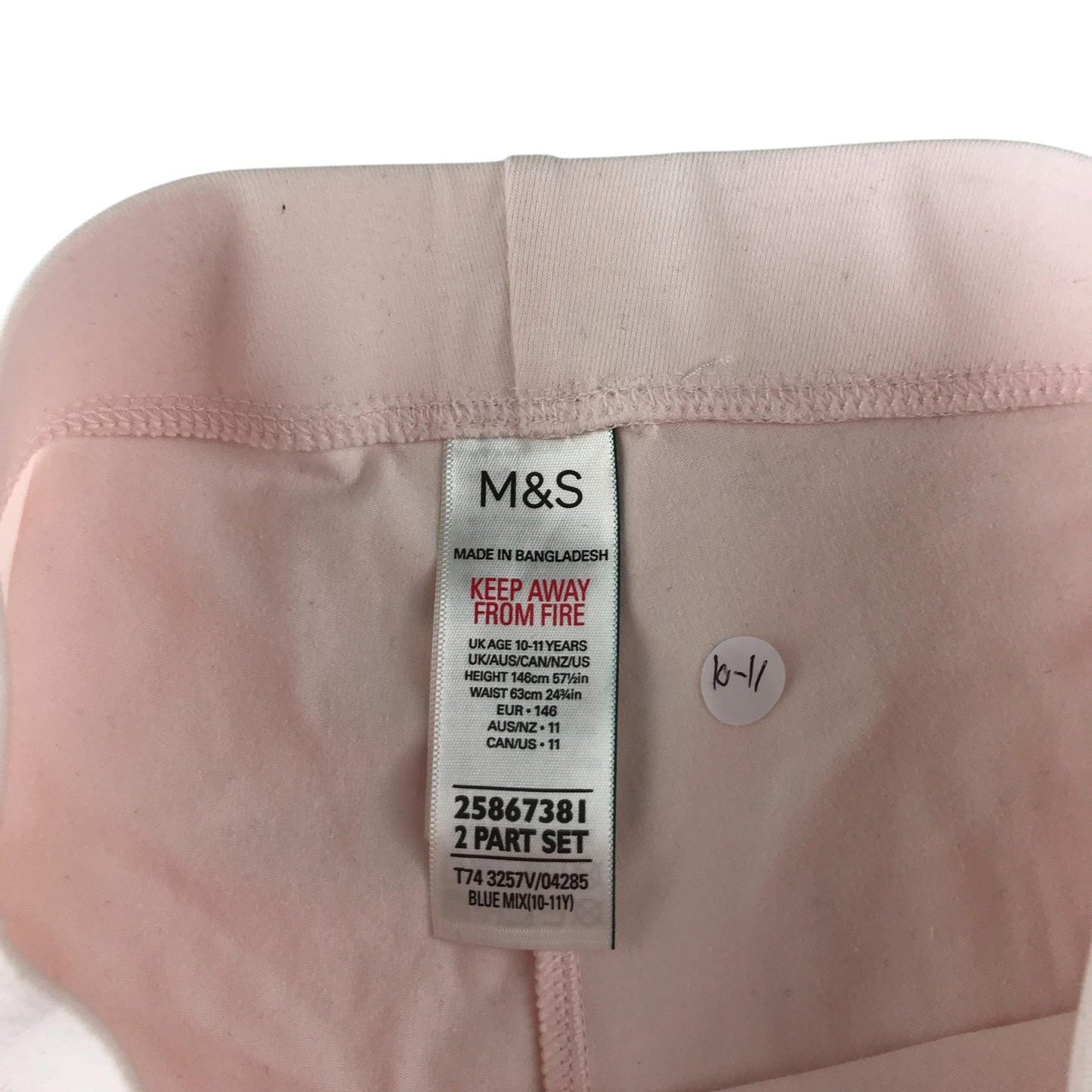 Next leggings 10-11 years pale pink plain cropped