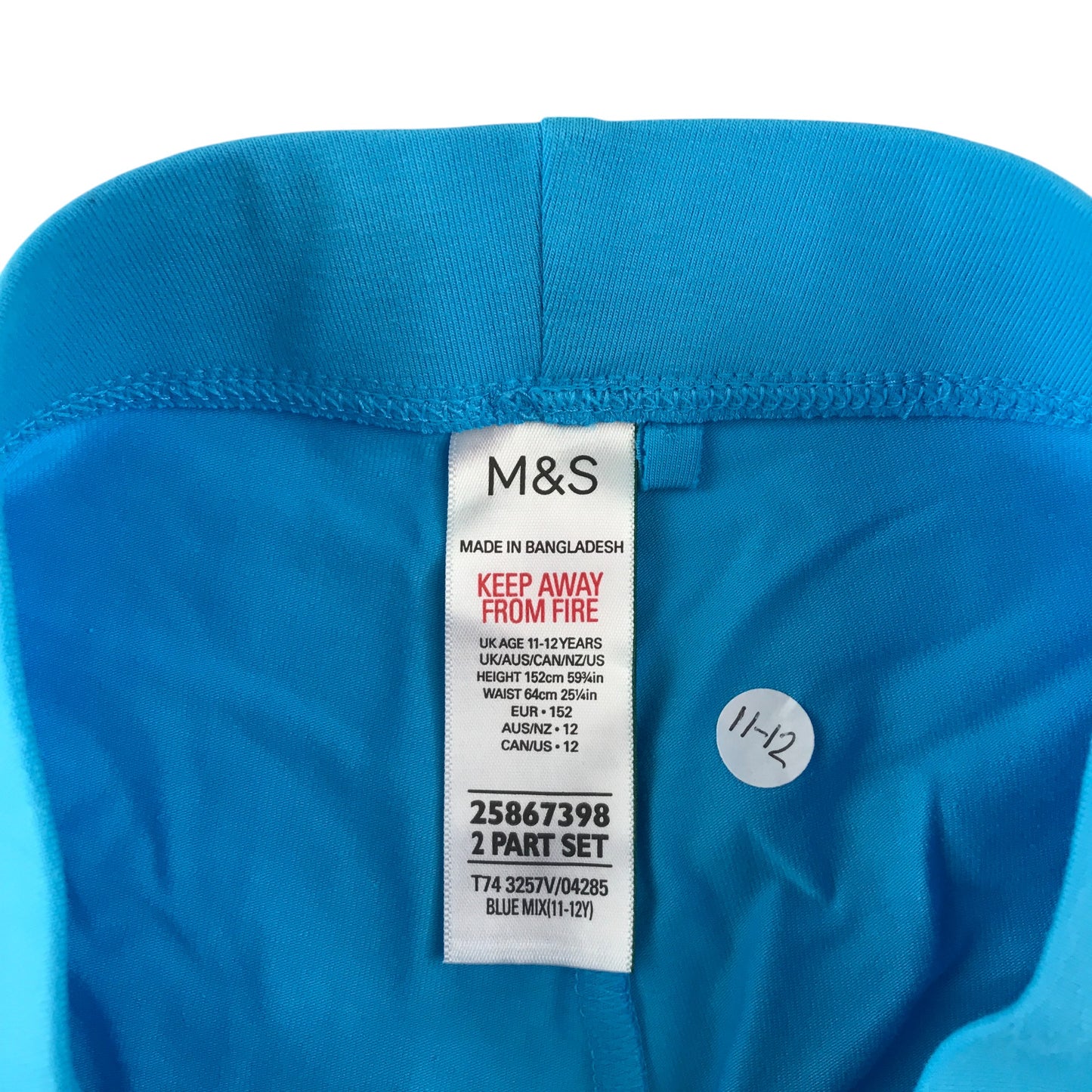 M&S leggings 11-12 years blue graphic text print cropped