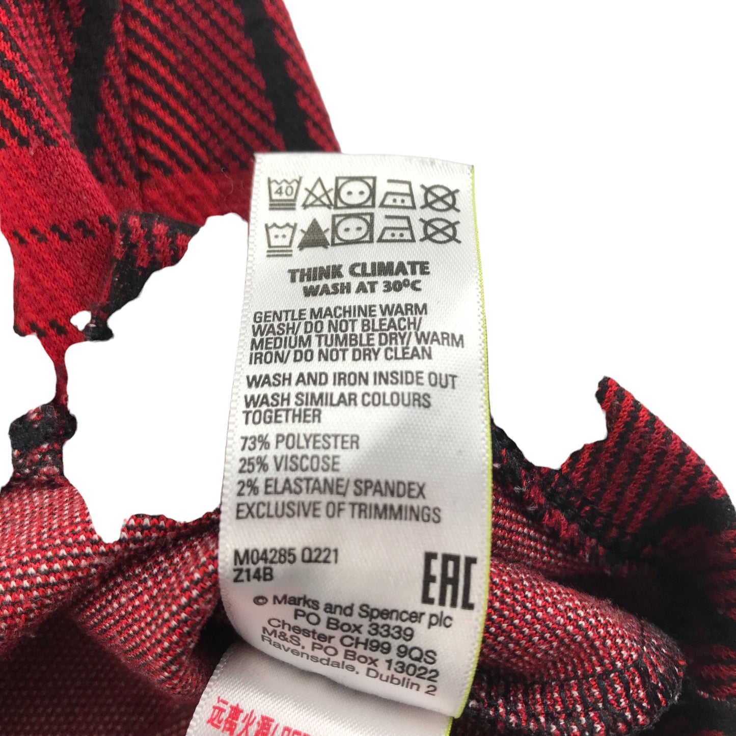 M&S Skirt Age 9 Red Check Jersey