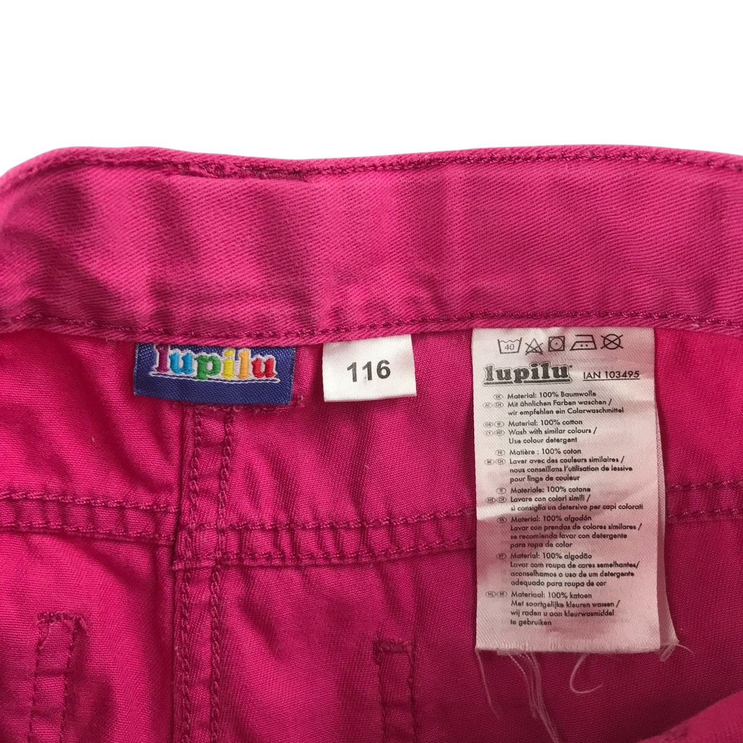 Lupilu jeans 5-6 years pink denim adjustable waist love heart pockets cotton