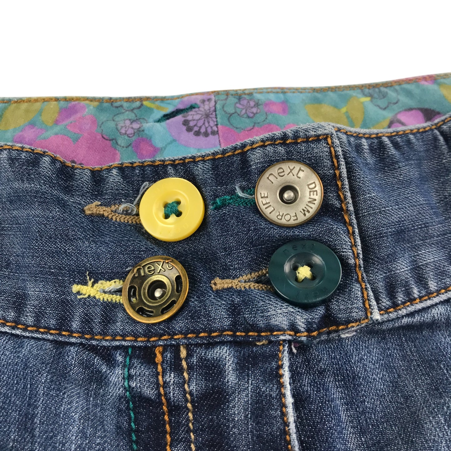 Next jeans 9-10 years blue denim flared legs floral embroidery
