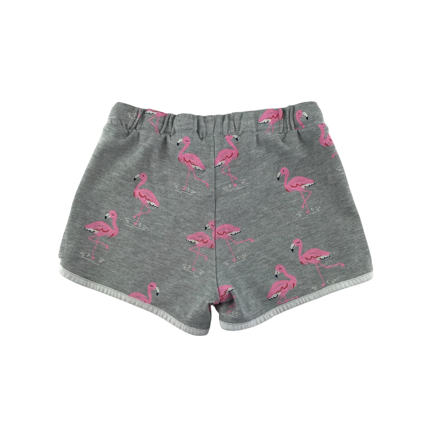 M&S shorts 6-7 years grey flamingo print jersey material cotton