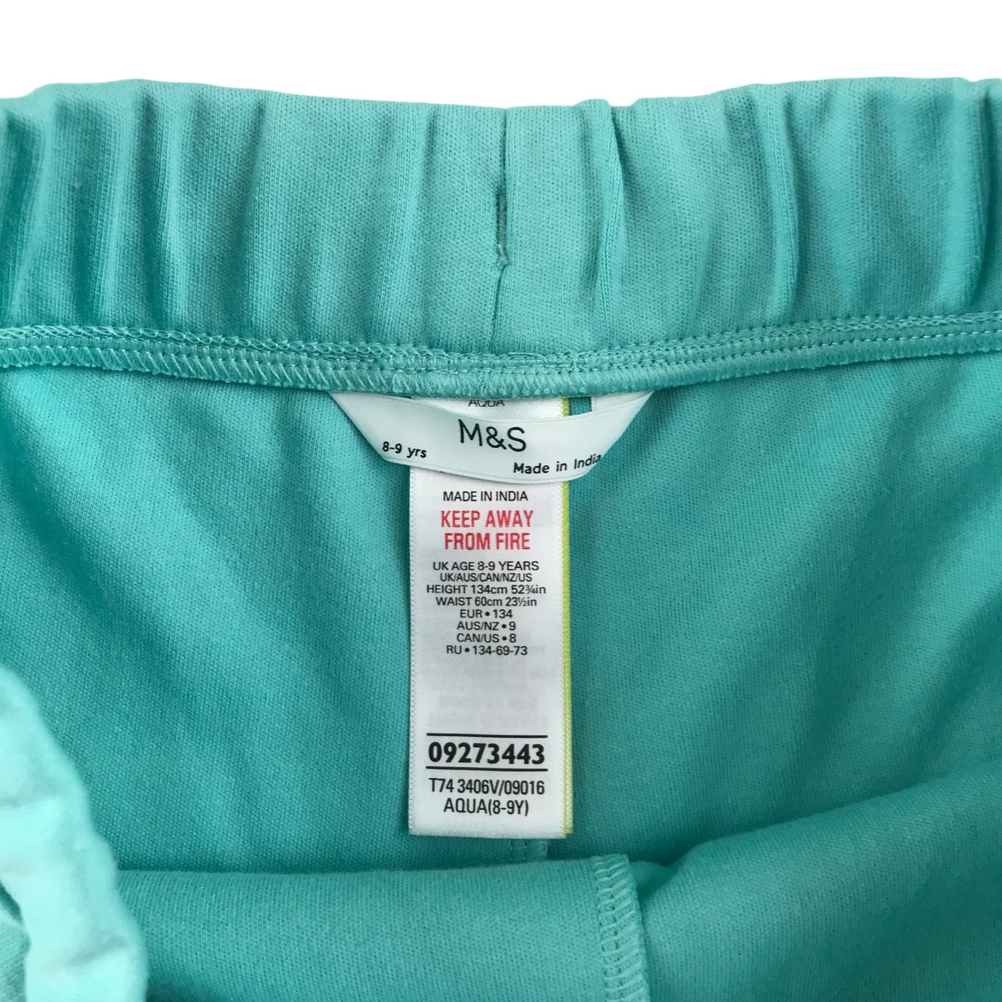 M&S shorts 8-9 years aqua blue jersey material cotton