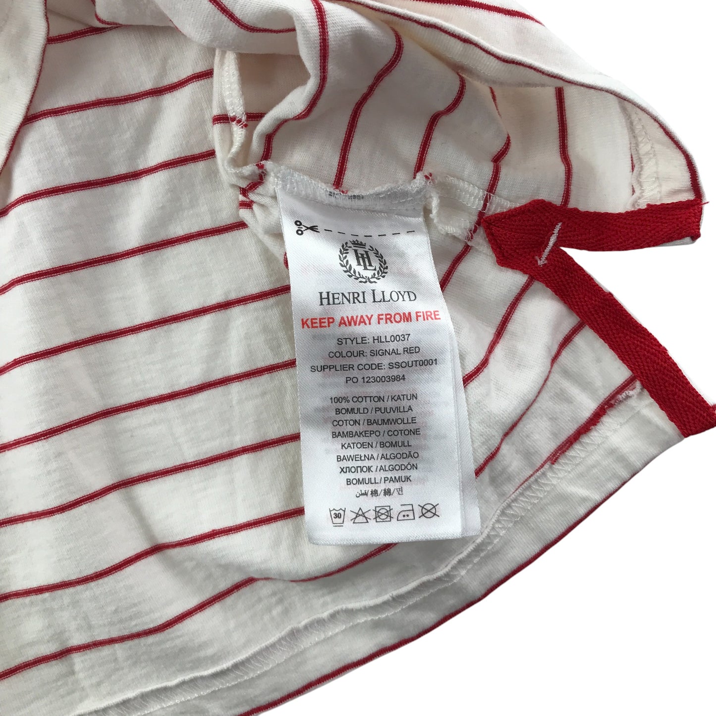 Henri Lloyd polo shirt 12-13 years red and white stripy embroidered logo cotton