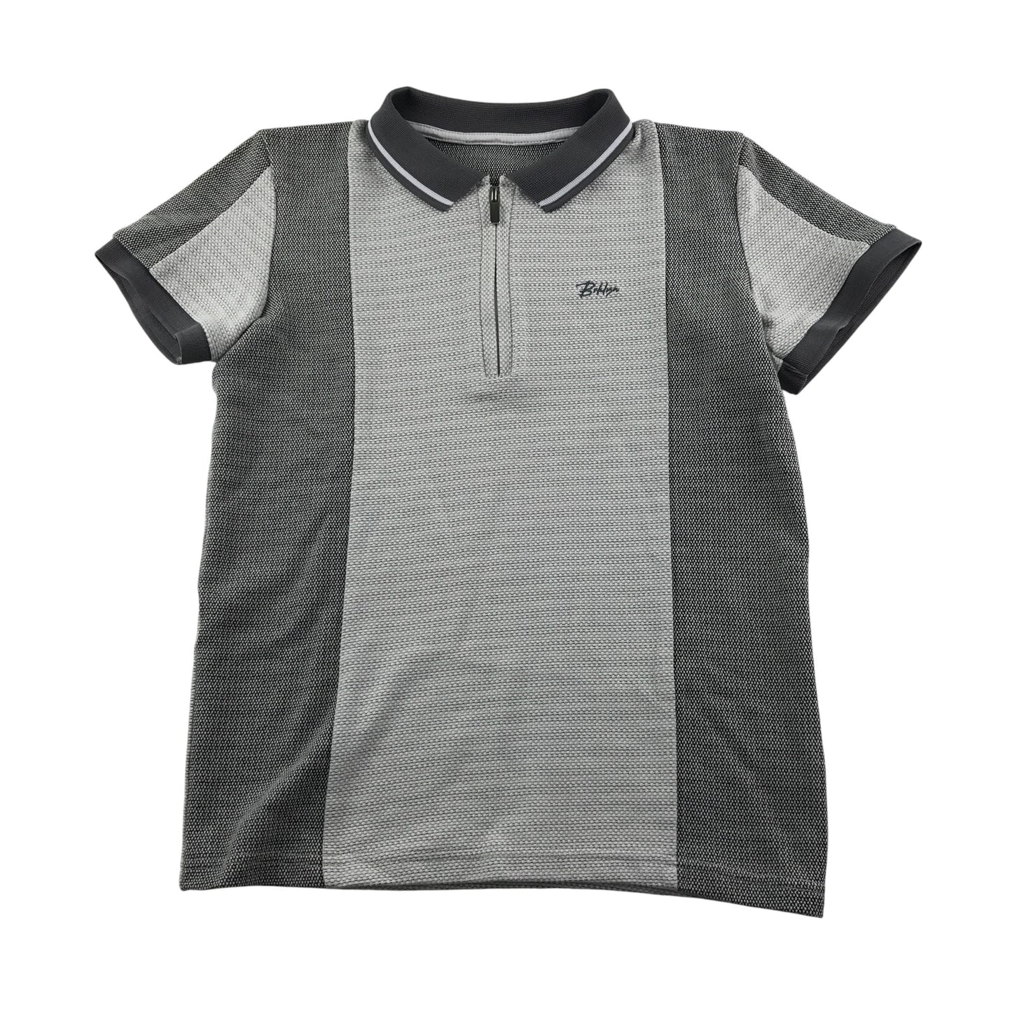 Matalan polo shirt 10-11 years light grey and dark grey stripe design