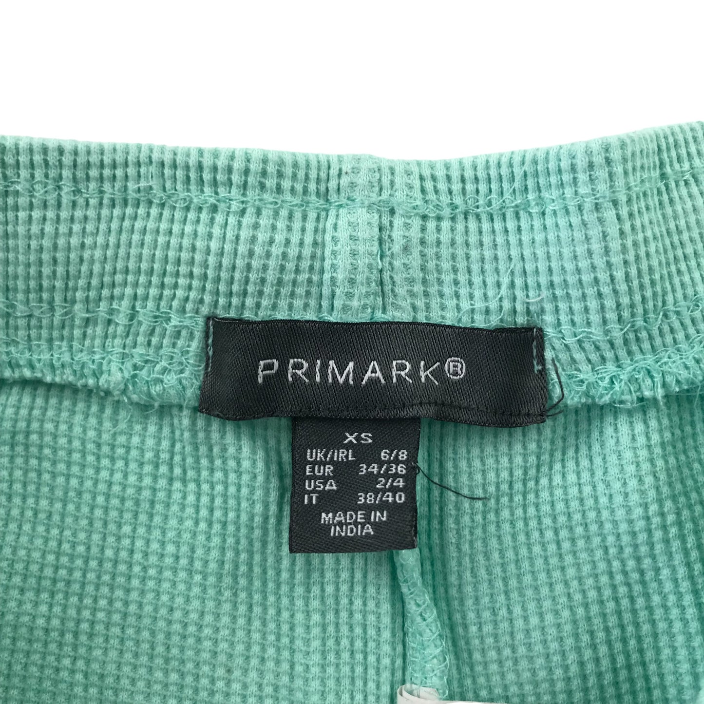 Primark Shorts Set Size Women XS Pink and Mint Colour Waffle Fabric Cotton