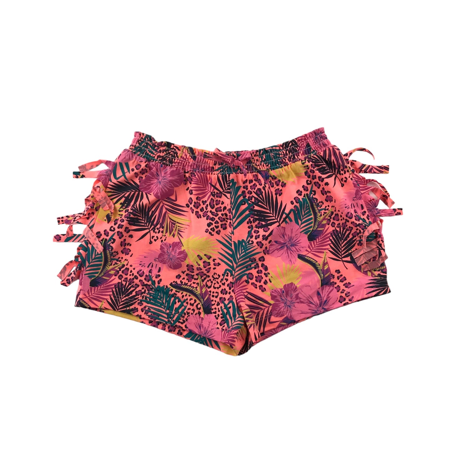Bluezoo Shorts Age 9 Pink Floral Print with Leopard Spots Print