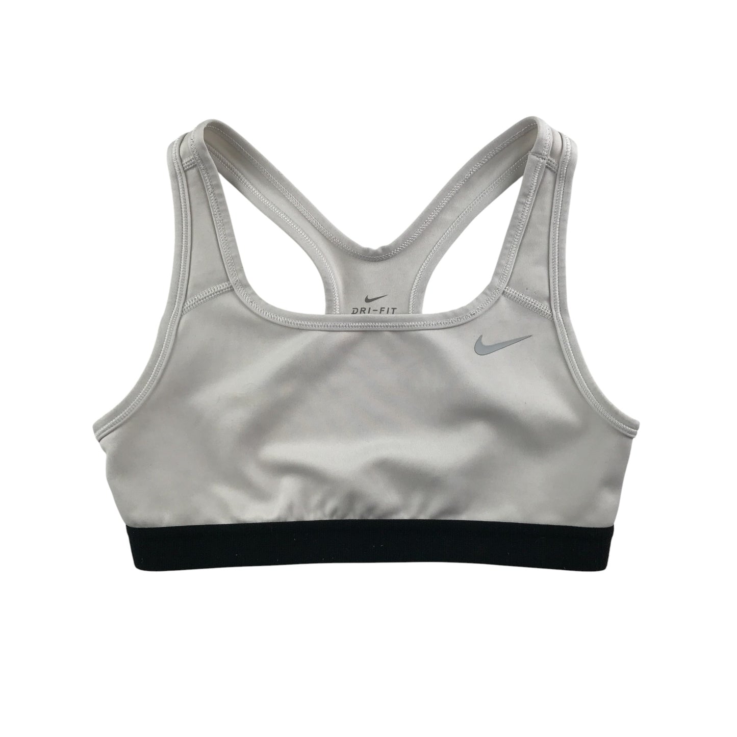 Nike sport bra 9-10 years white with black elasticated under band