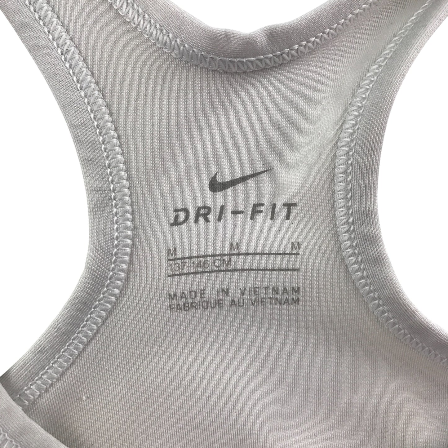 Nike sport bra 9-10 years white with black elasticated under band