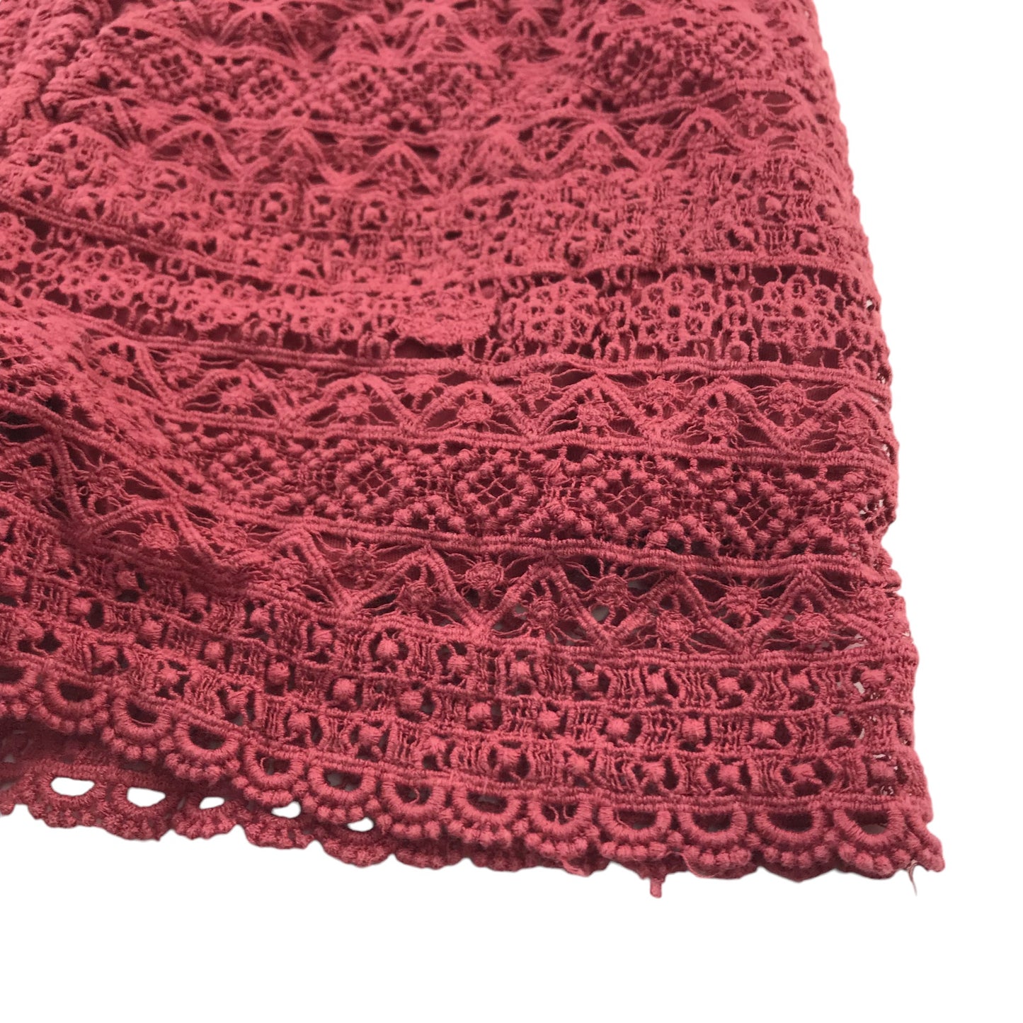 M&S Shorts Age 8 Burnt Red Plain Lace Pattern Cotton