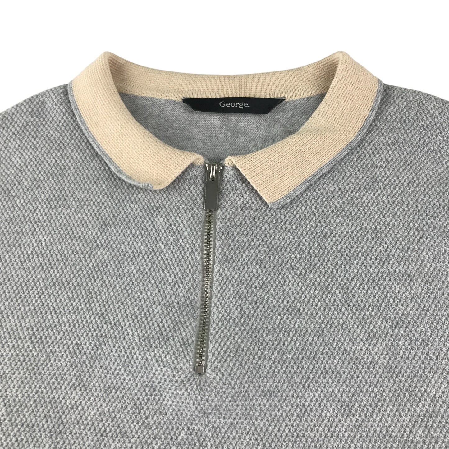 George Polo shirt 14-15 years grey knitted with zipper collar cotton