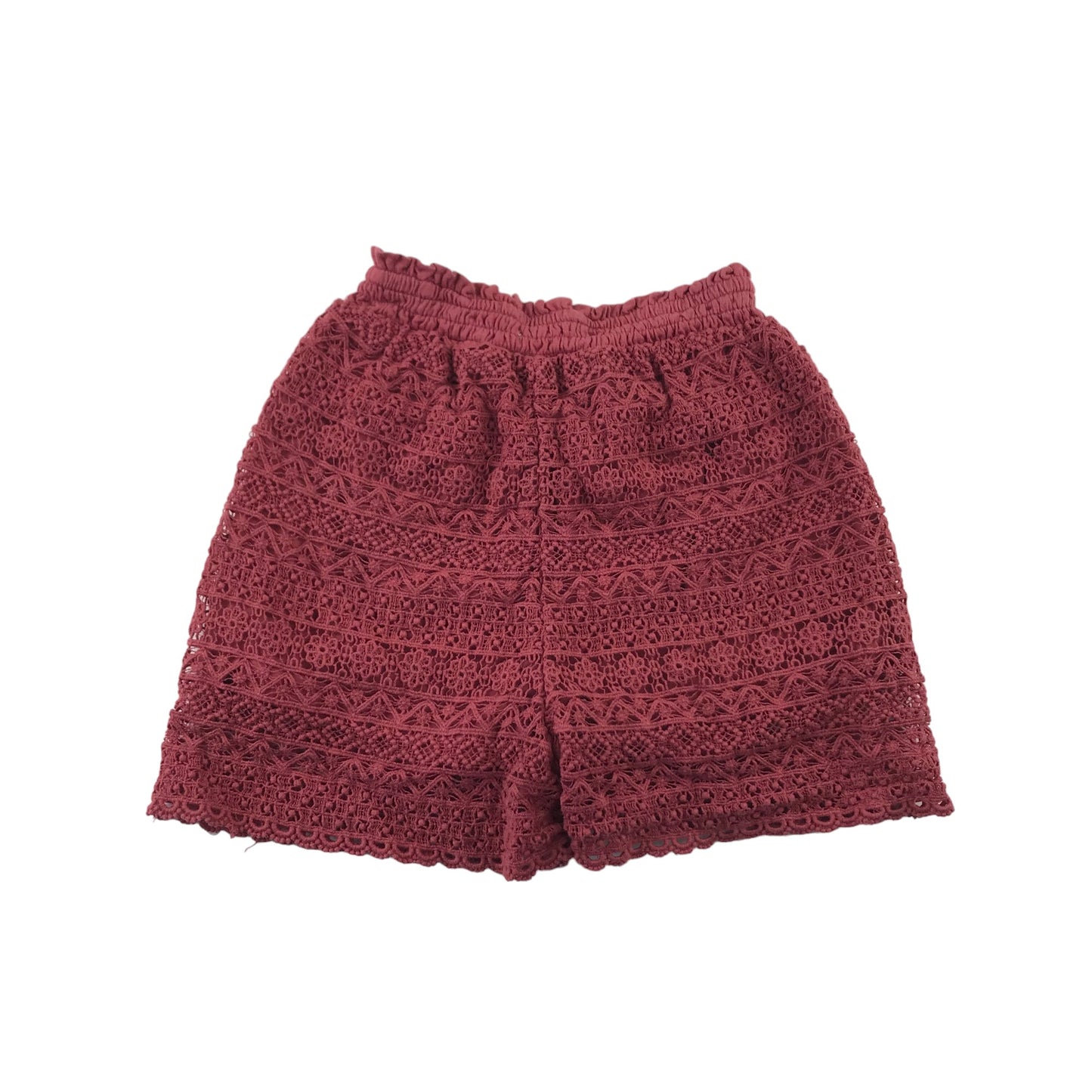M&S Shorts Age 8 Burnt Red Plain Lace Pattern Cotton