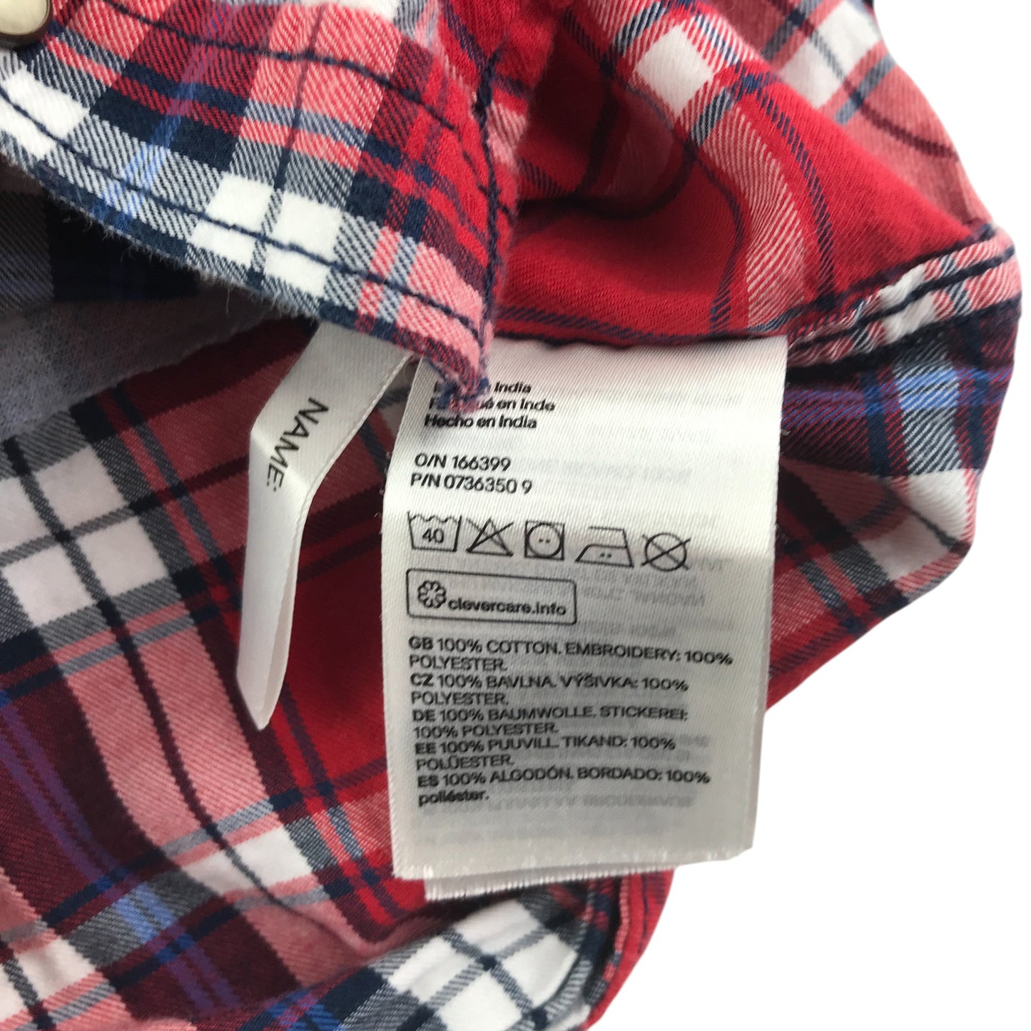 H&M shirt 4-5 years red checked text graphic cotton