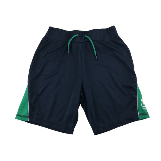 Dunnes Stores sport shorts 26inch waist navy with green detailing Ireland logo