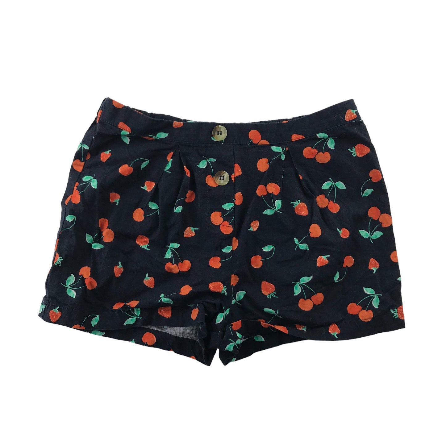 Next Top and Shorts Set Age 8 Dark Navy Strawberry and Cherry Print Pattern Cotton