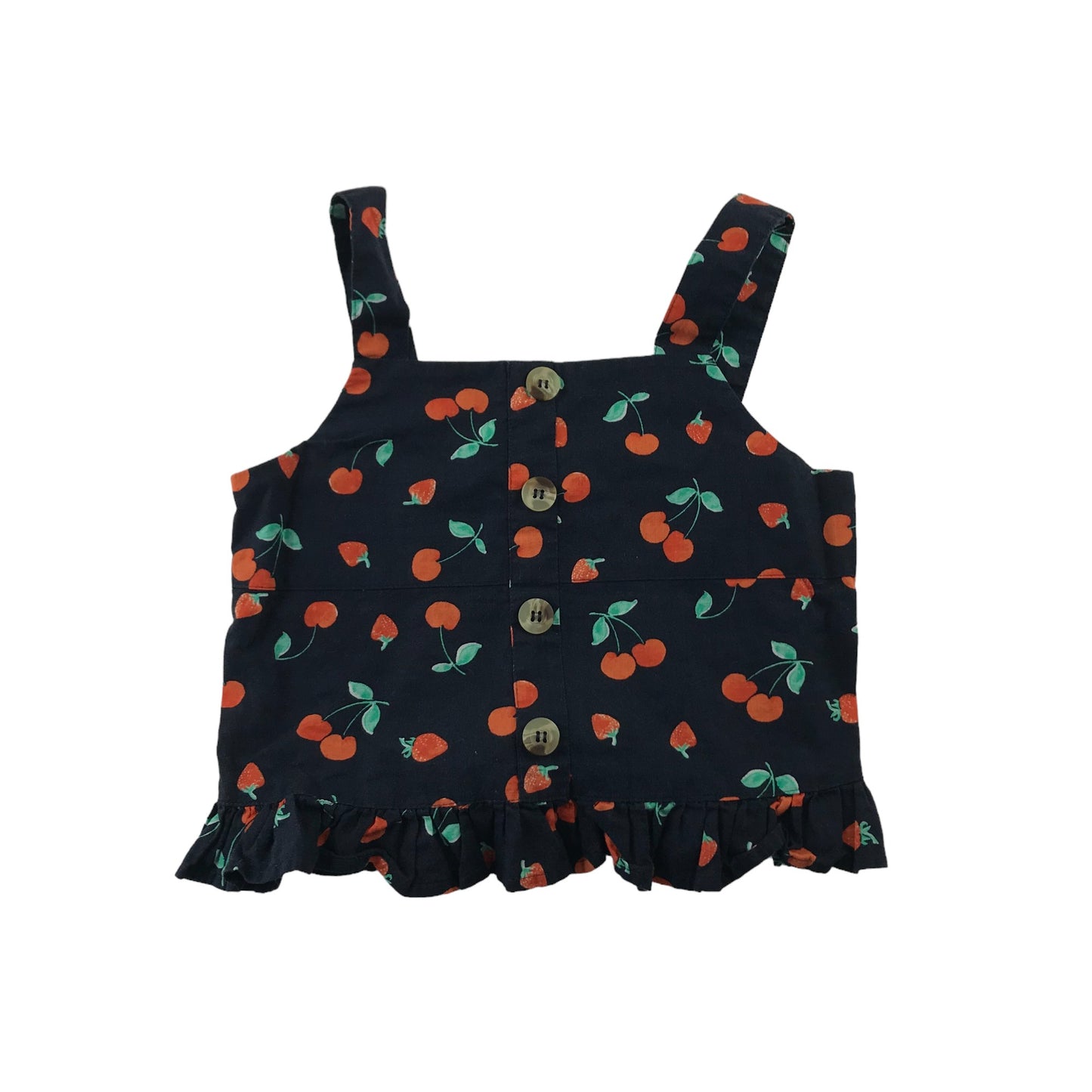 Next Top and Shorts Set Age 8 Dark Navy Strawberry and Cherry Print Pattern Cotton