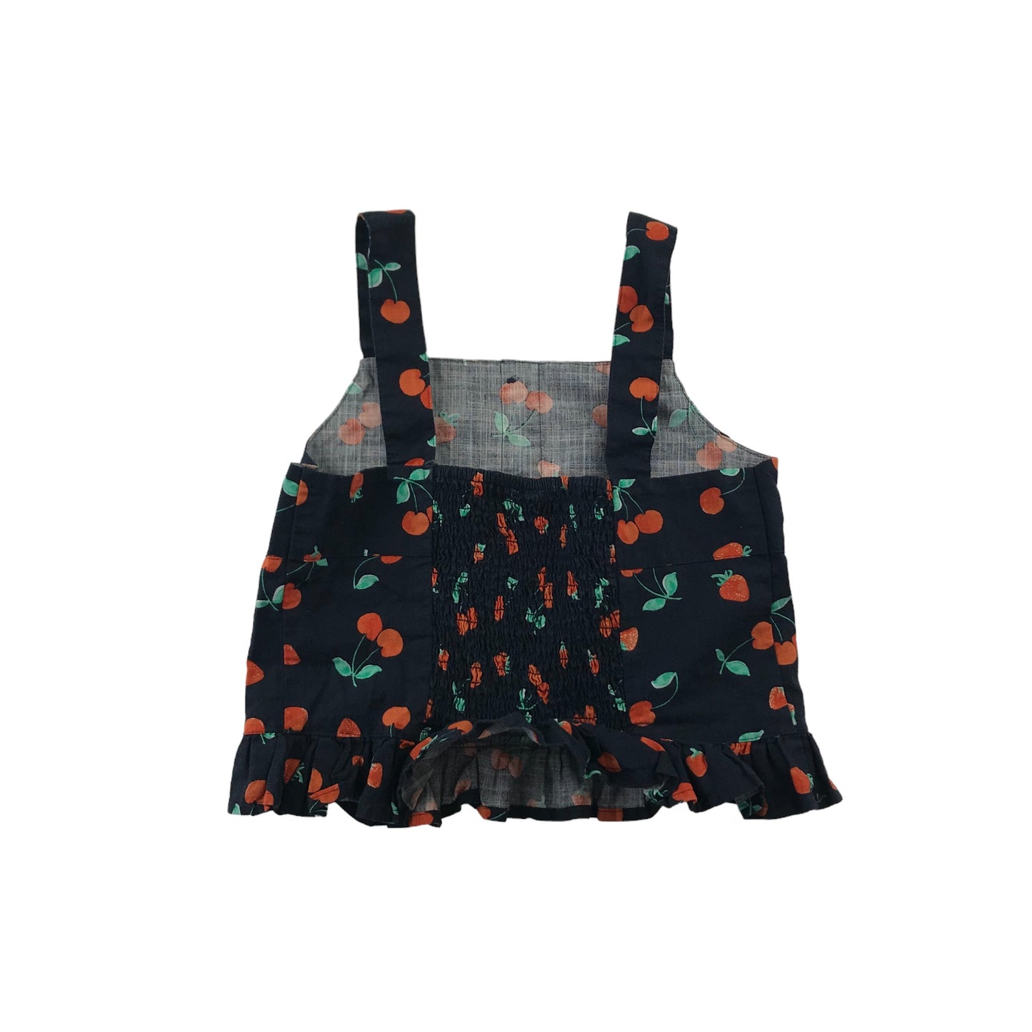 Next Top and Shorts Set Age 8 Dark Navy Strawberry and Cherry Print Pattern Cotton