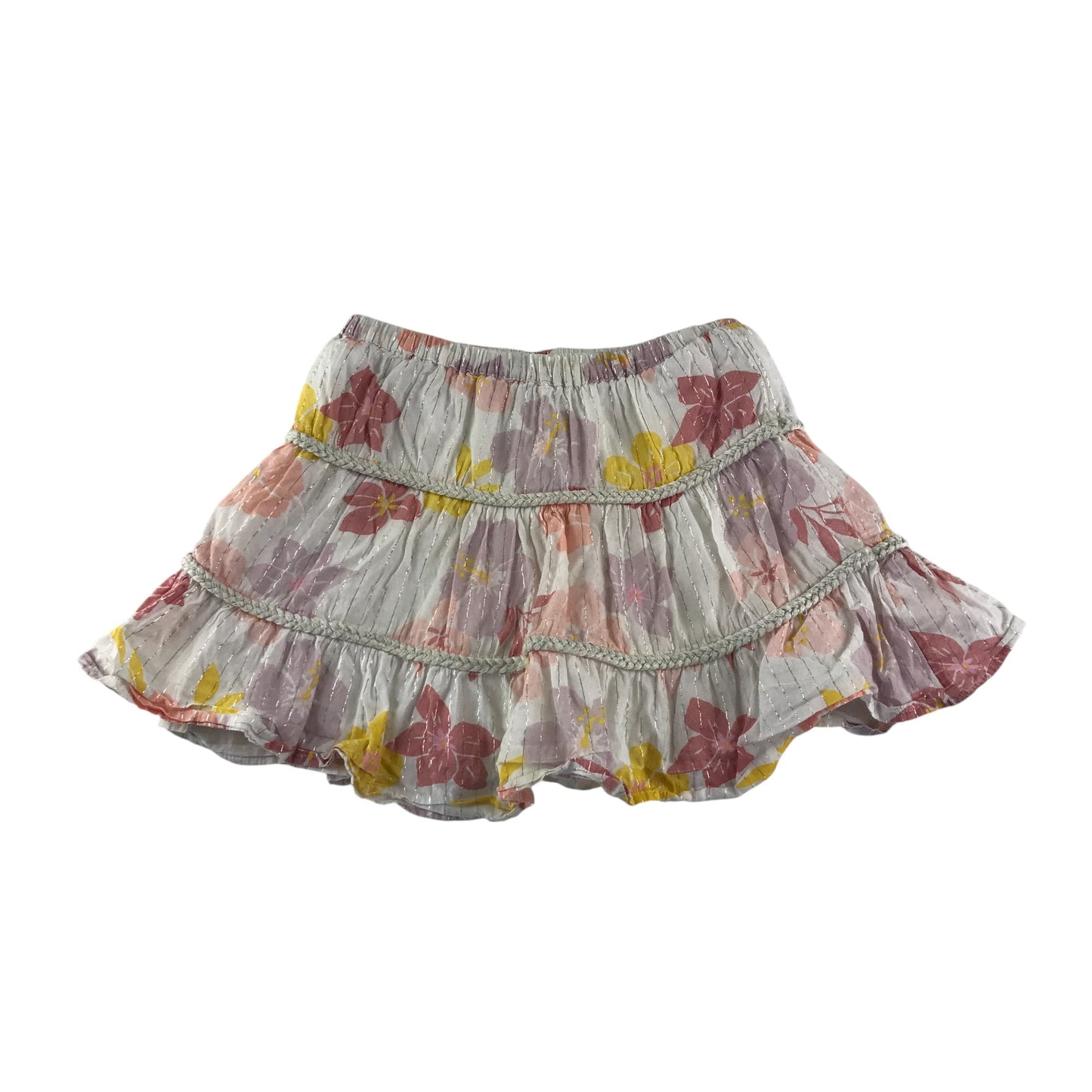 M&S skirt 5-6 years white floral layered elasticated waist