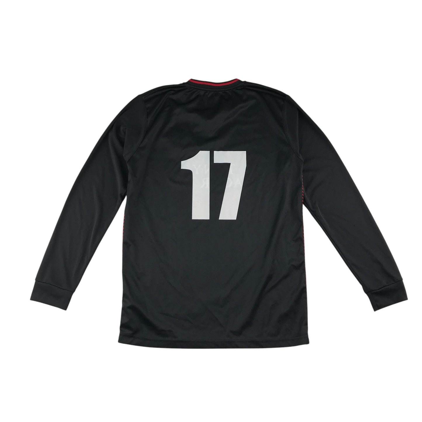 Giffnock SC sports top men's S black and red with logo number 17