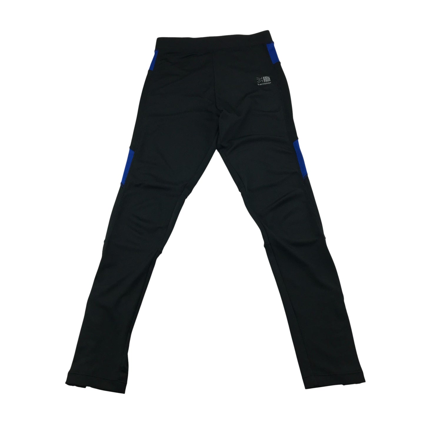 Karrimor sport leggings 9-10 year black with blue detailing and logo