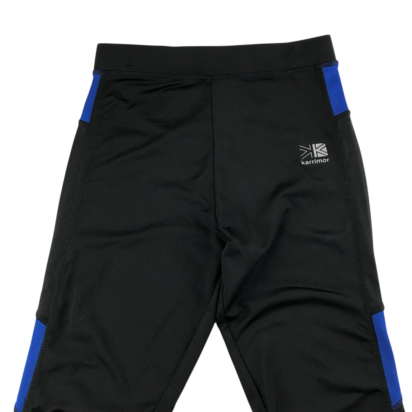 Karrimor sport leggings 9-10 year black with blue detailing and logo