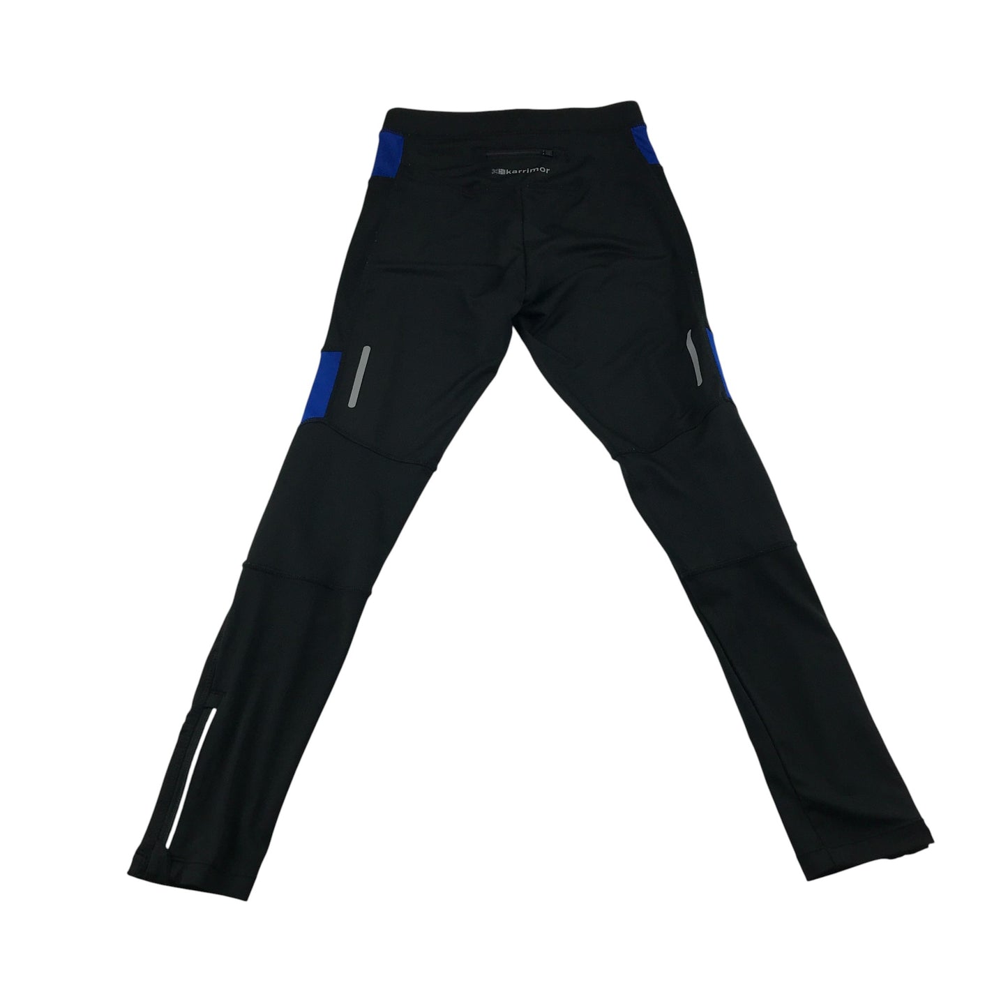 Karrimor sport leggings 9-10 year black with blue detailing and logo