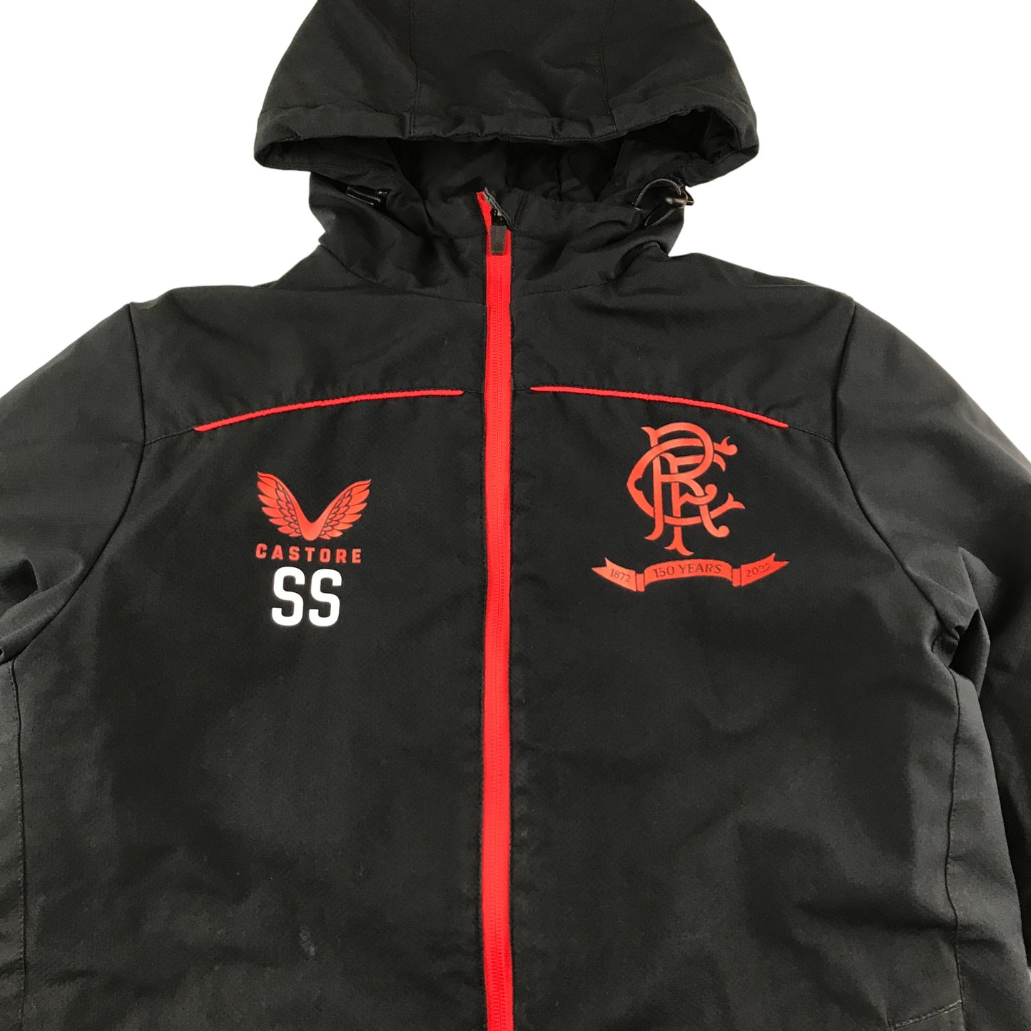 Castore Rangers FC Jacket Age 13 Black and Red Long Warm Lined