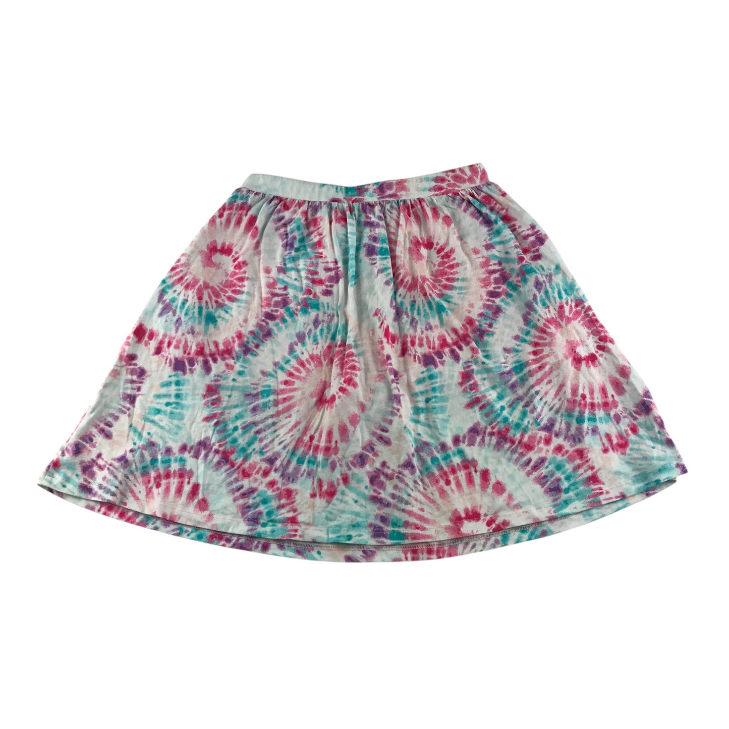 Lands End skort 10-11 years light blue and pink colourful swirly graphic design cotton