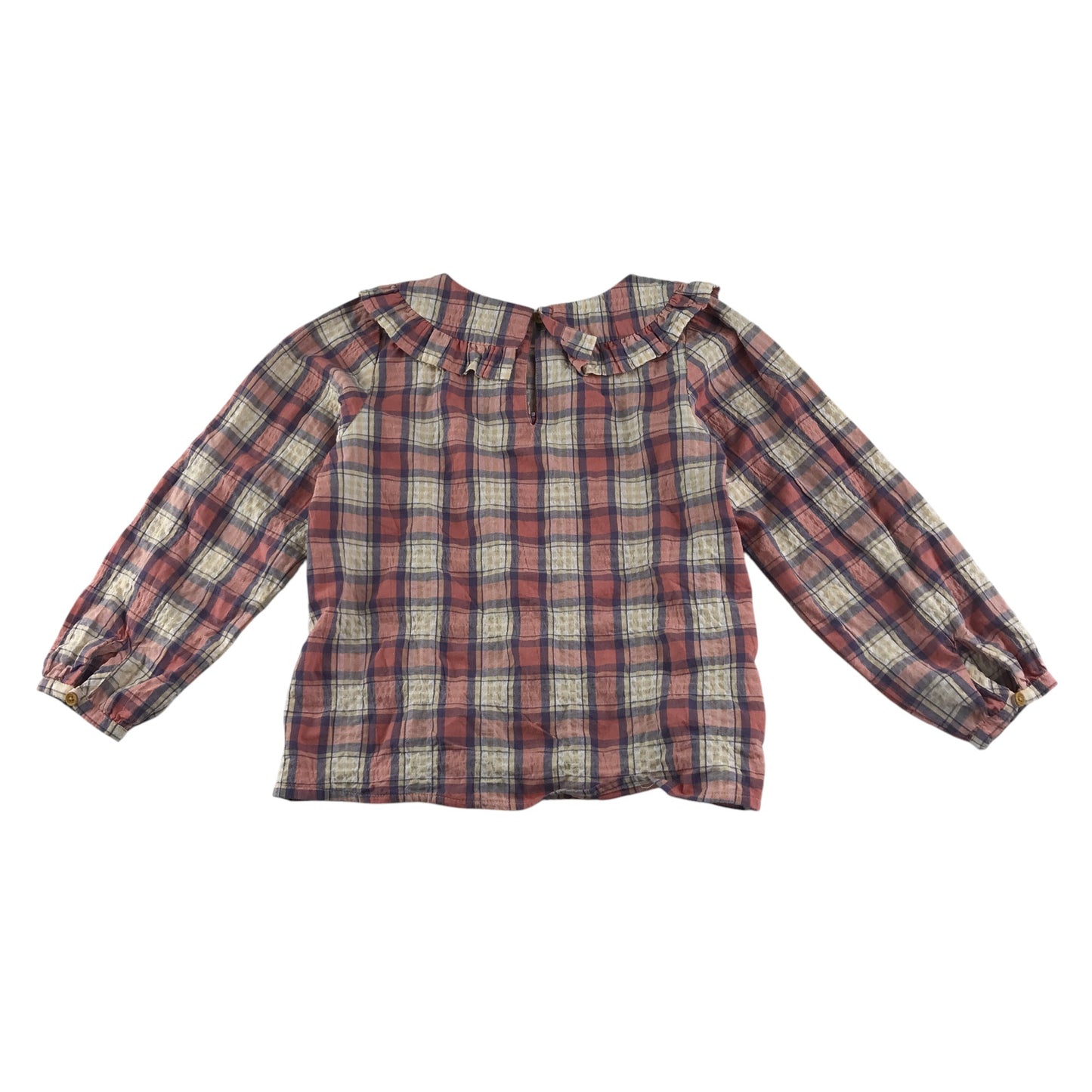 Next blouse 5-6 years pink checked long sleeve with pilgrim collar