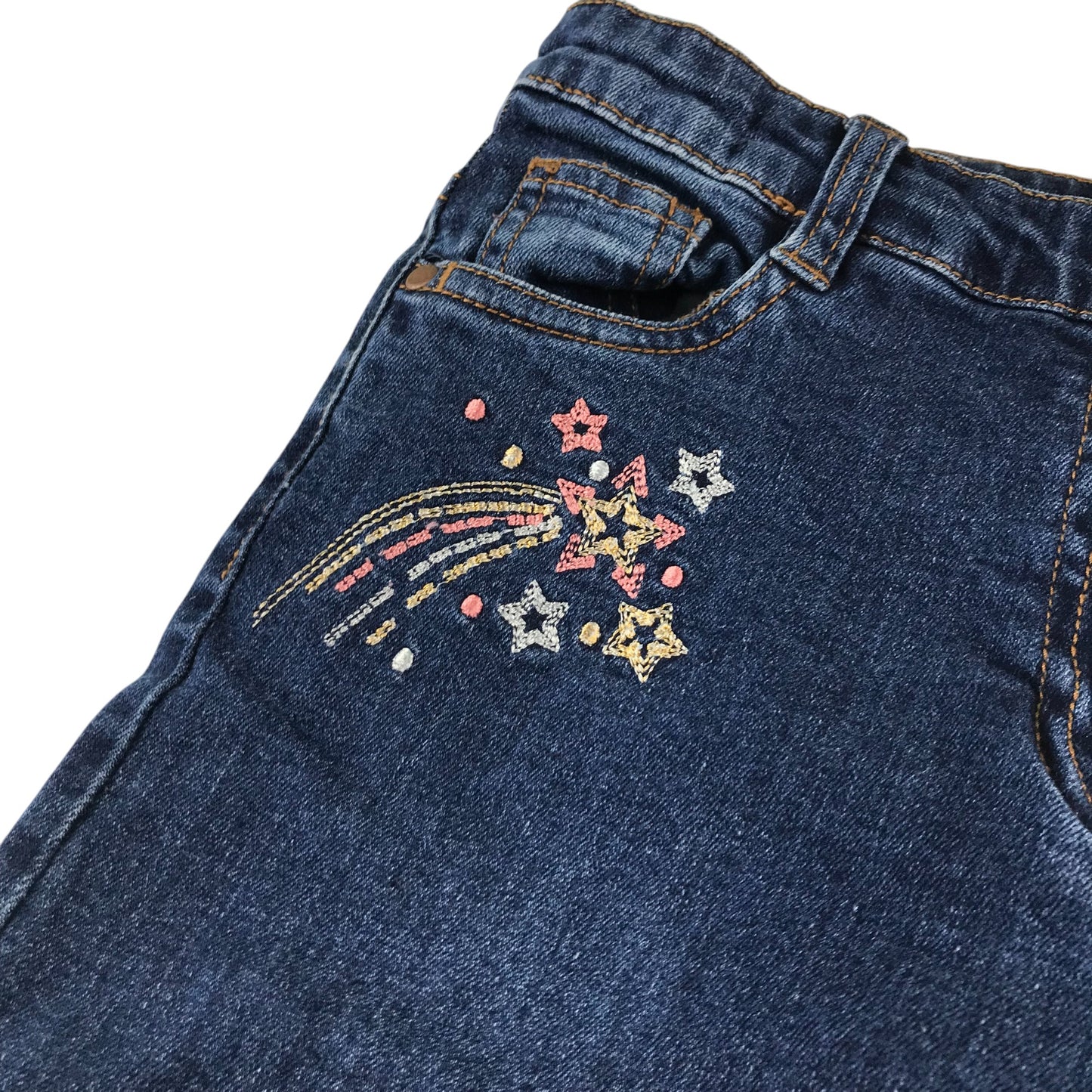 M&Co jeans 11-12 years blue skinny embroidered shooting stars