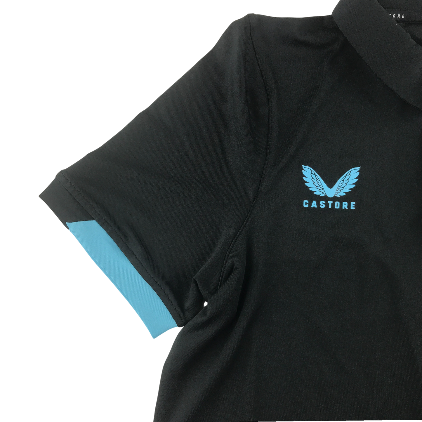 Castore Rangers Polo Shirt Black with Blue Logo