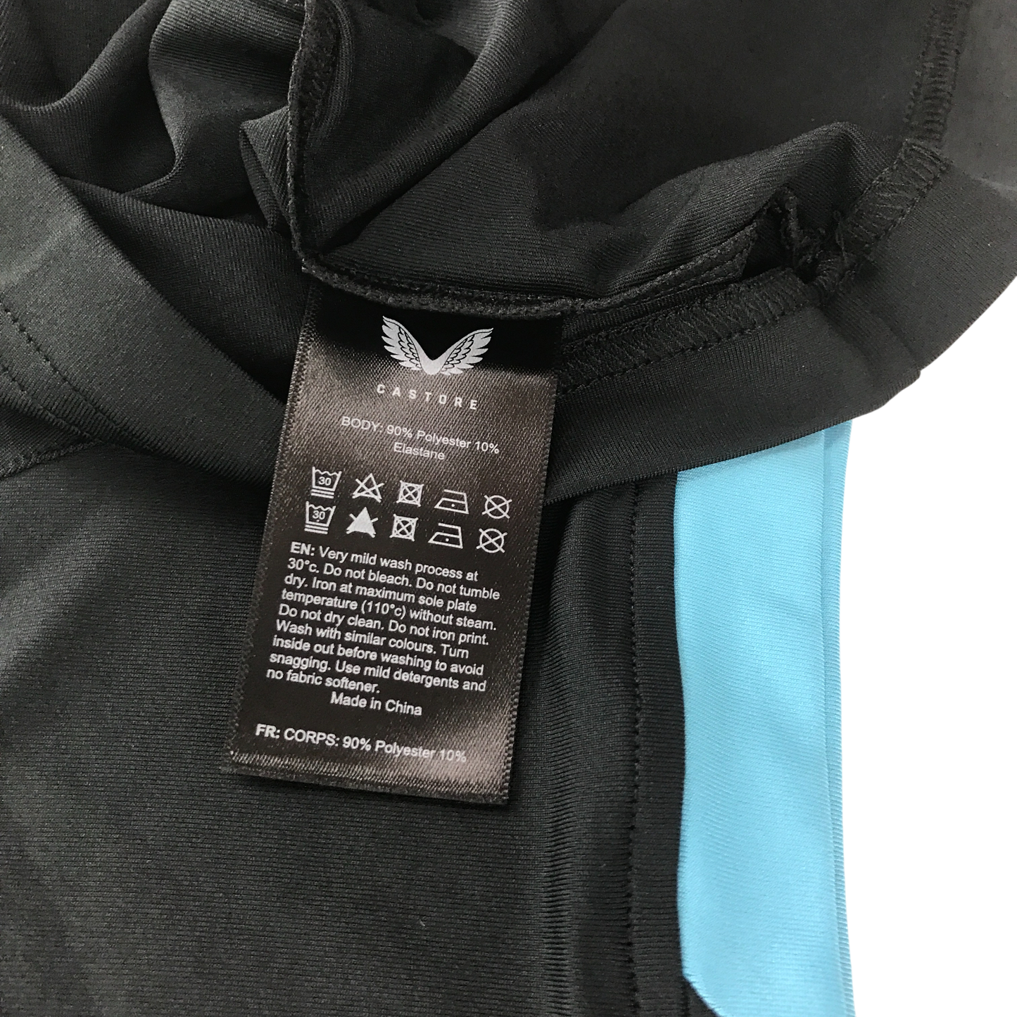 Castore Rangers Polo Shirt Black with Blue Logo