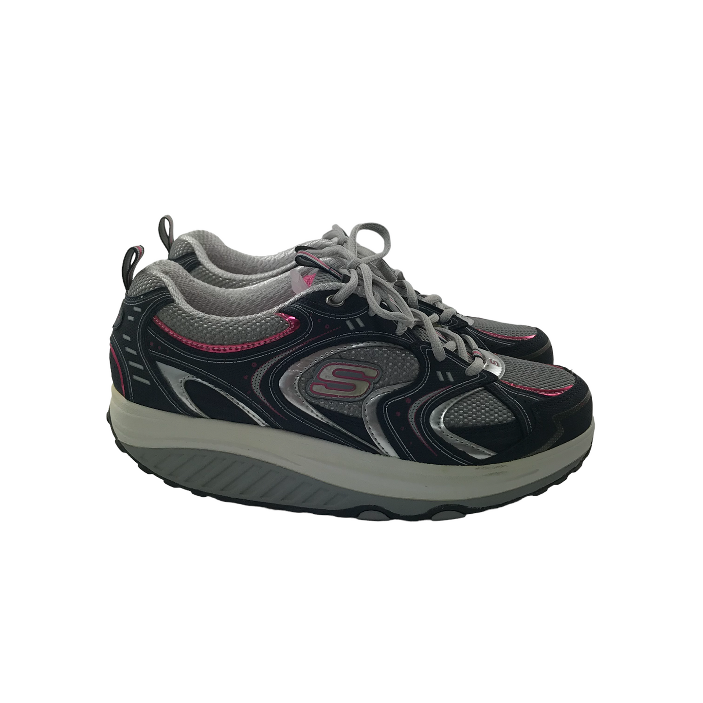 Skechers Shape-Ups Grey and Pink Trainers Shoe Size 7