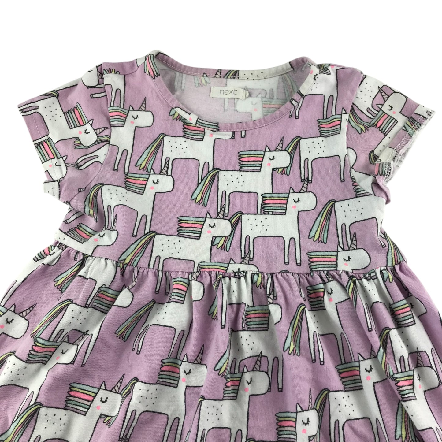 Next dress 5-6 years pink unicorn short sleeve cotton