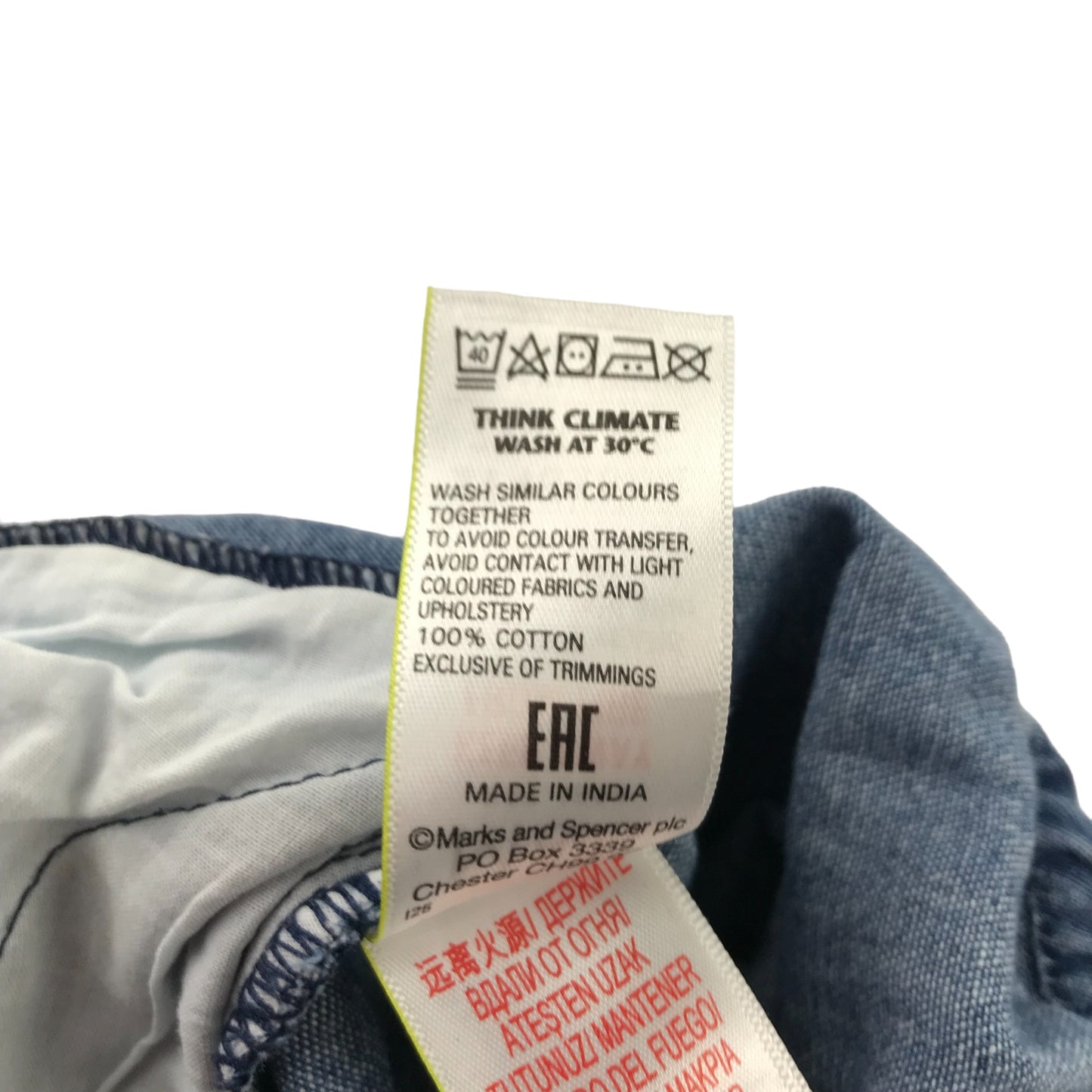 M&S Dungaree Age 6 Blue Denim Light Cotton