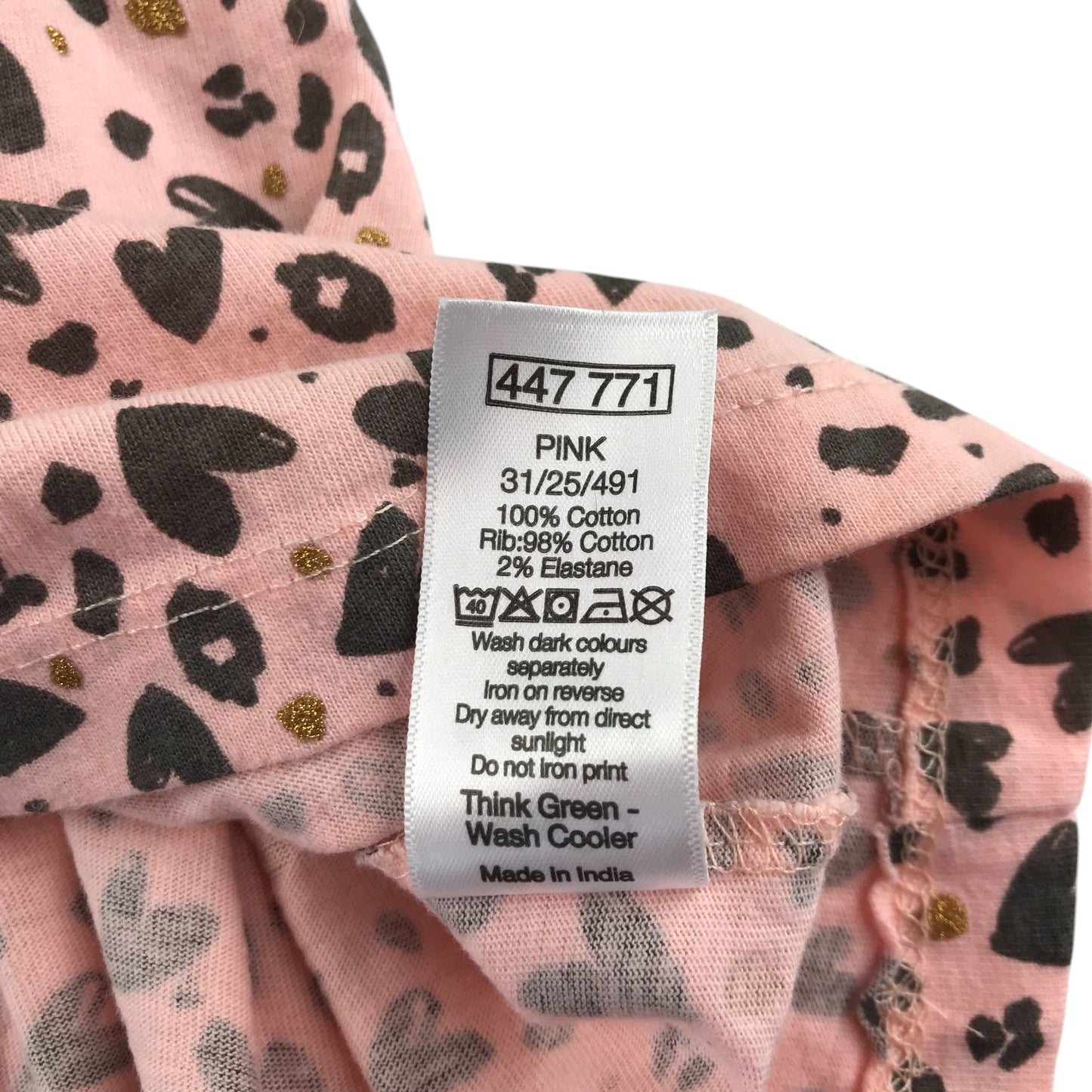 M&Co dress 5-6 years pink love heart spotted pattern cotton