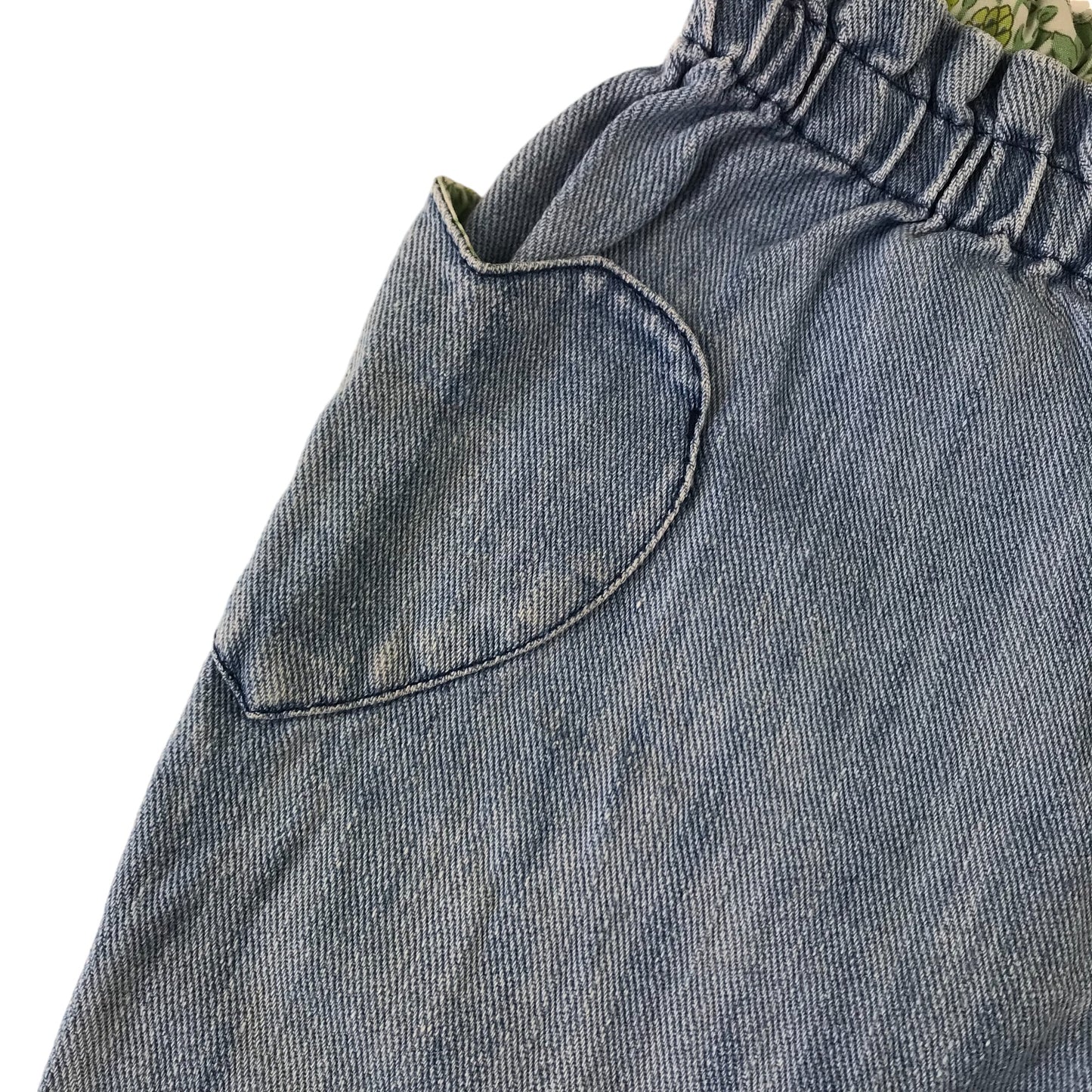 MiniBoden Jeans 7 years blue denim cotton love heart pockets