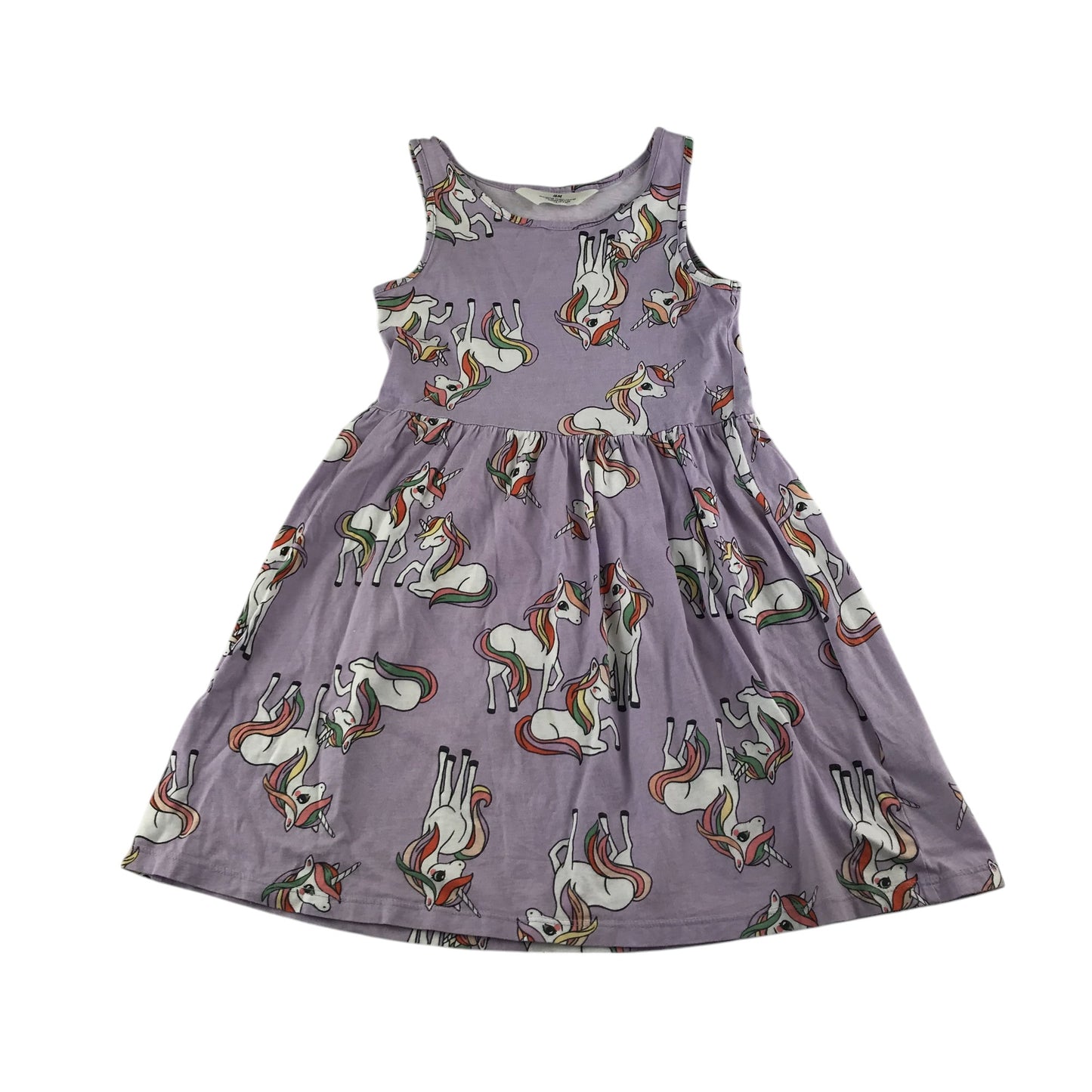 H&M dress 7-8 years purple unicorn print cotton