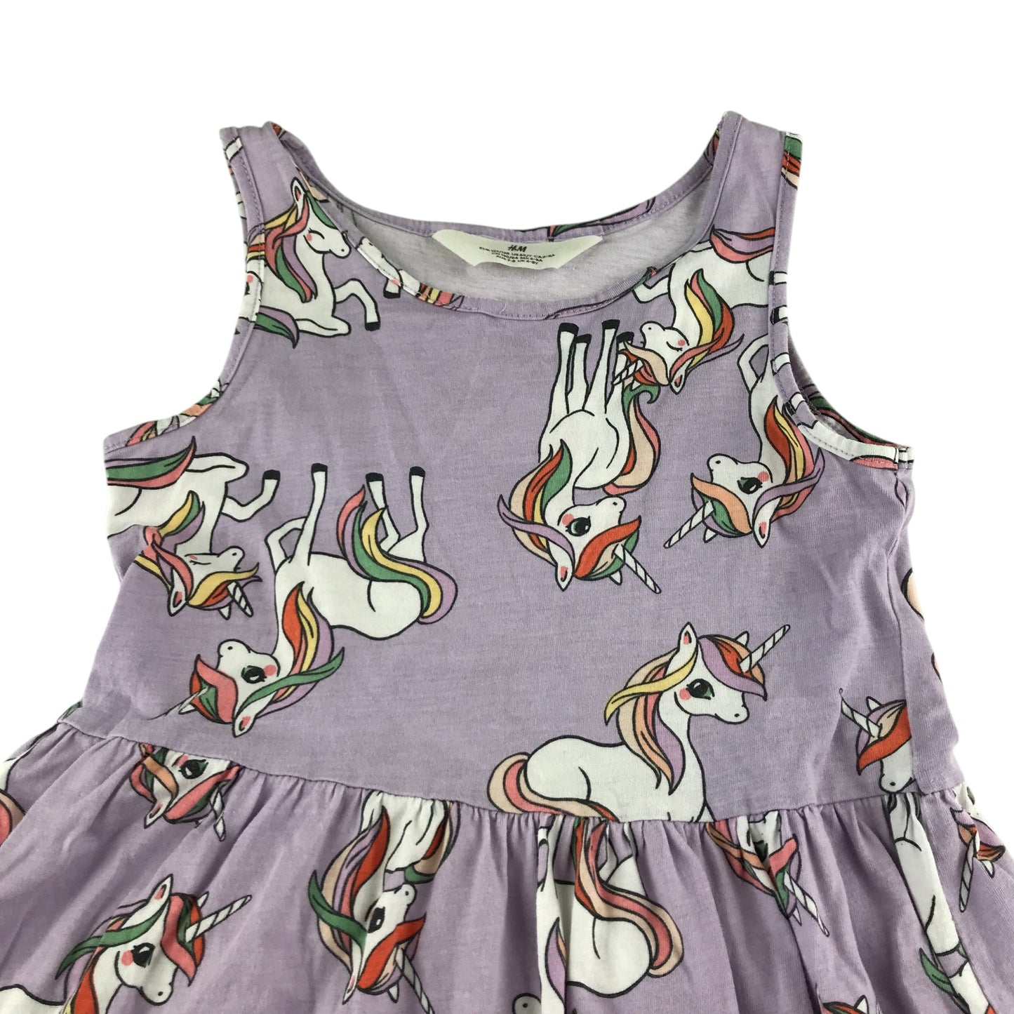 H&M dress 7-8 years purple unicorn print cotton