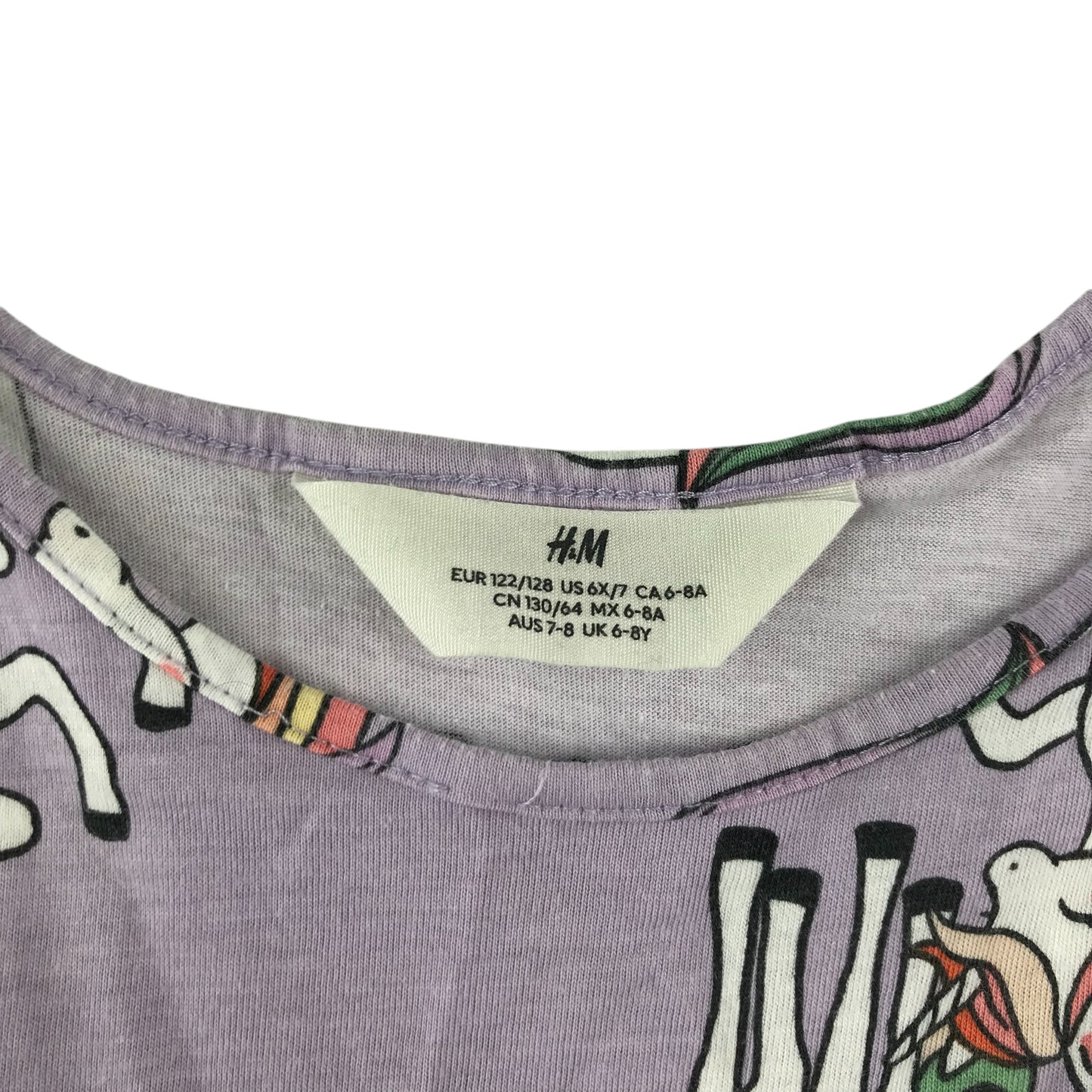 H&M dress 7-8 years purple unicorn print cotton