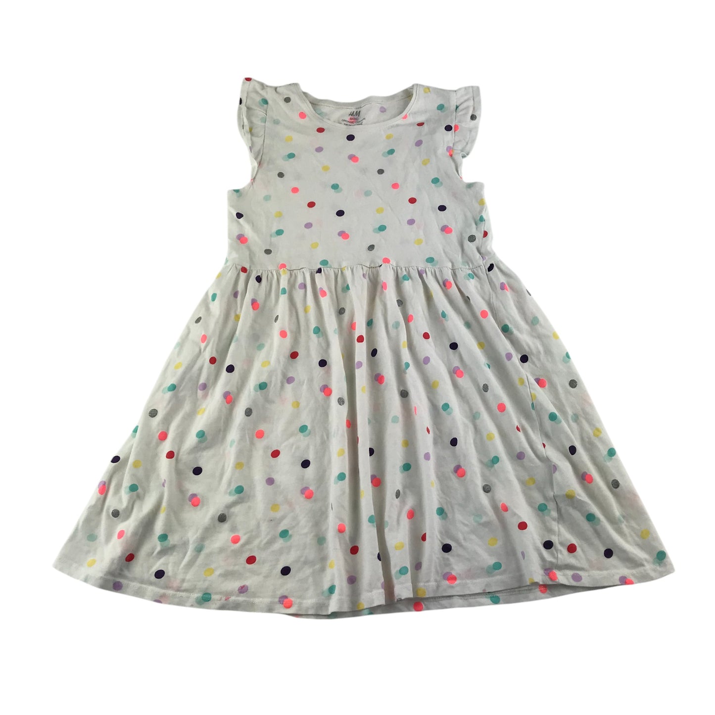H&M dress 9-10 years white multicolour polka dots